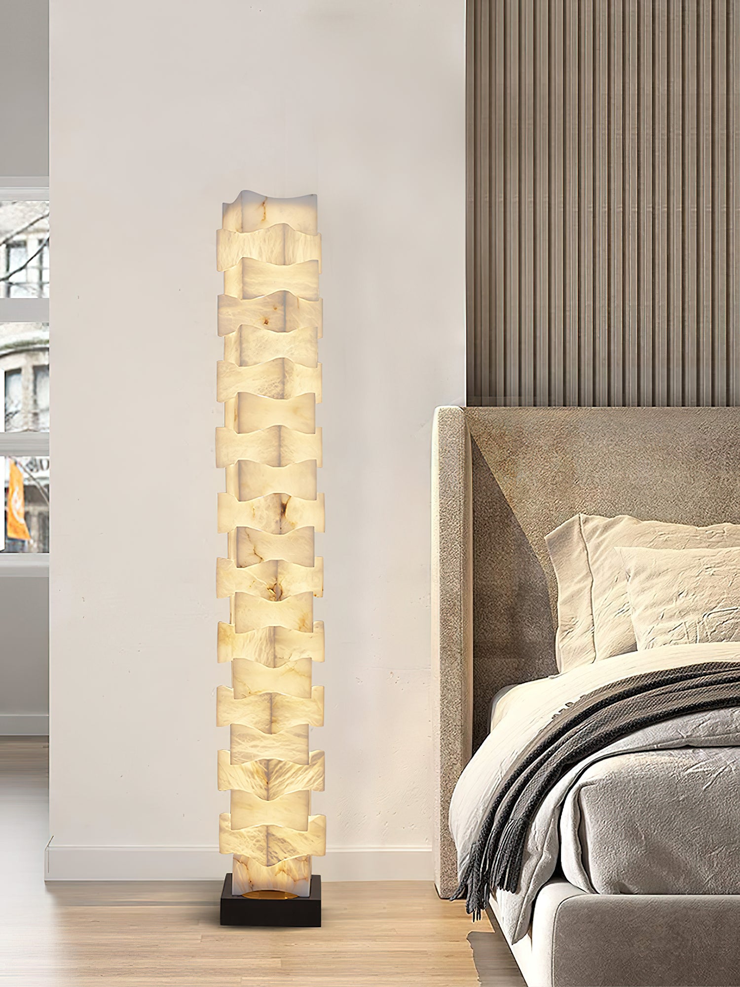 Stacked Alabaster Floor Lamp