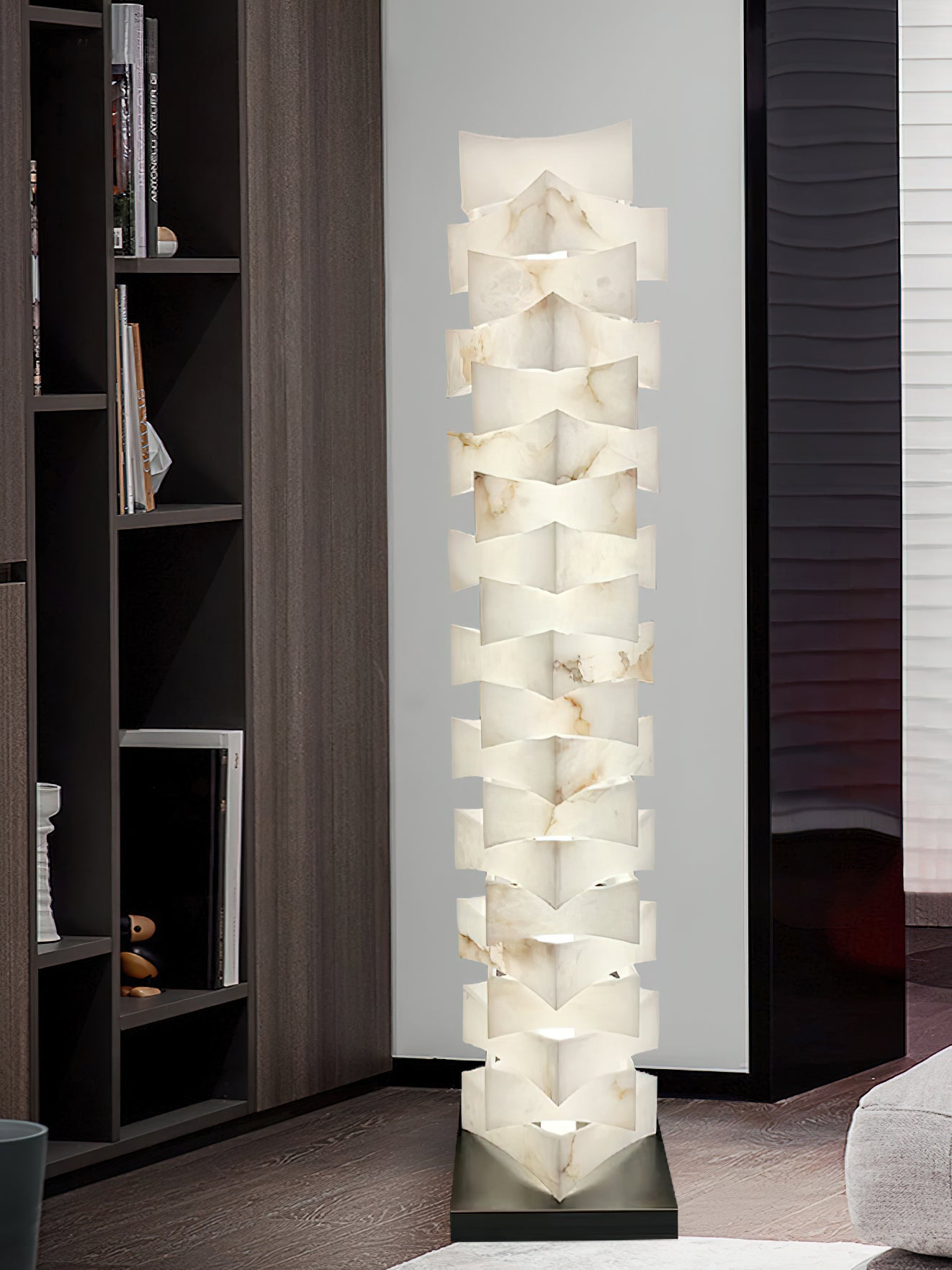 Stacked Alabaster Floor Lamp