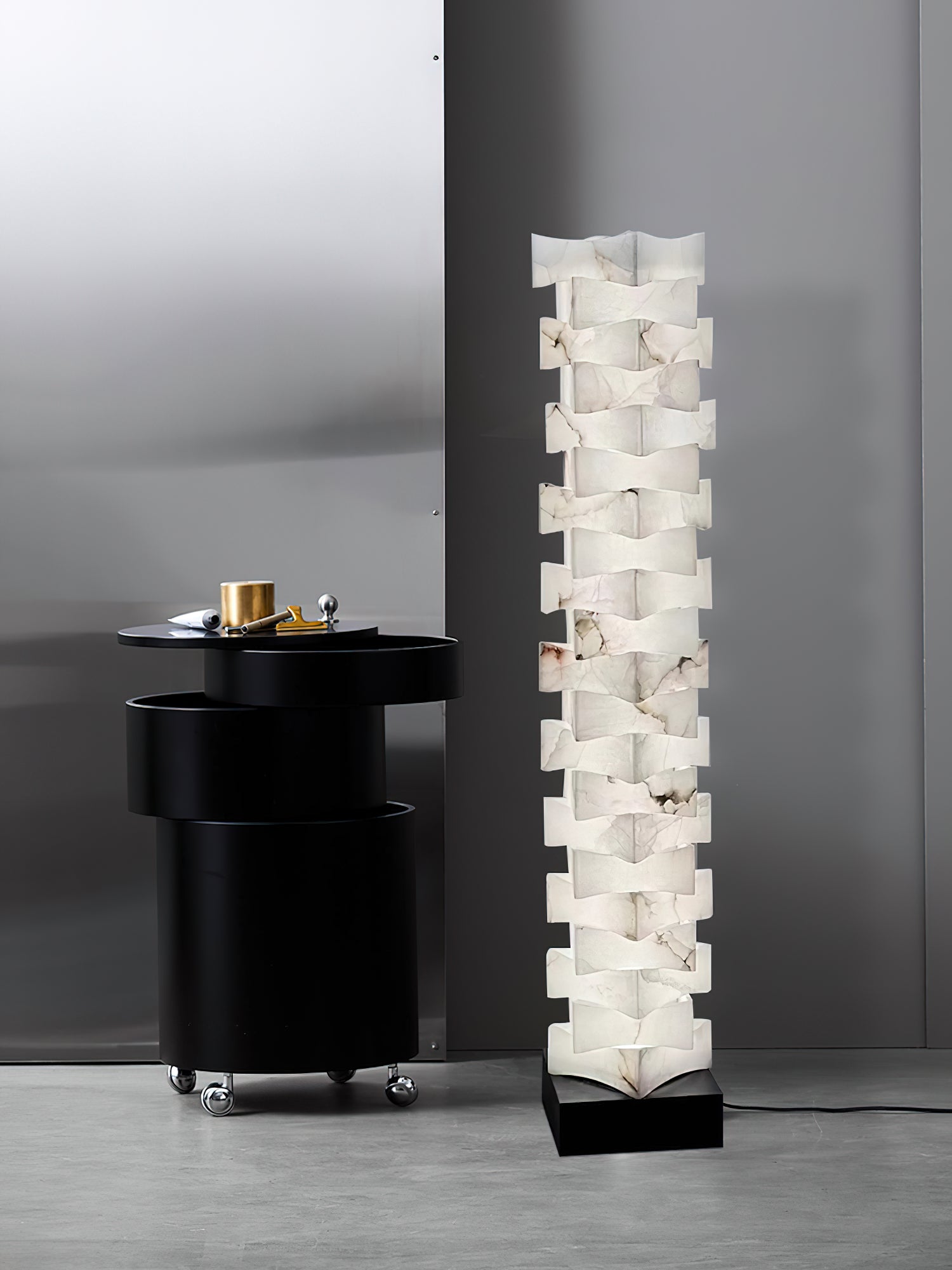 Stacked Alabaster Floor Lamp