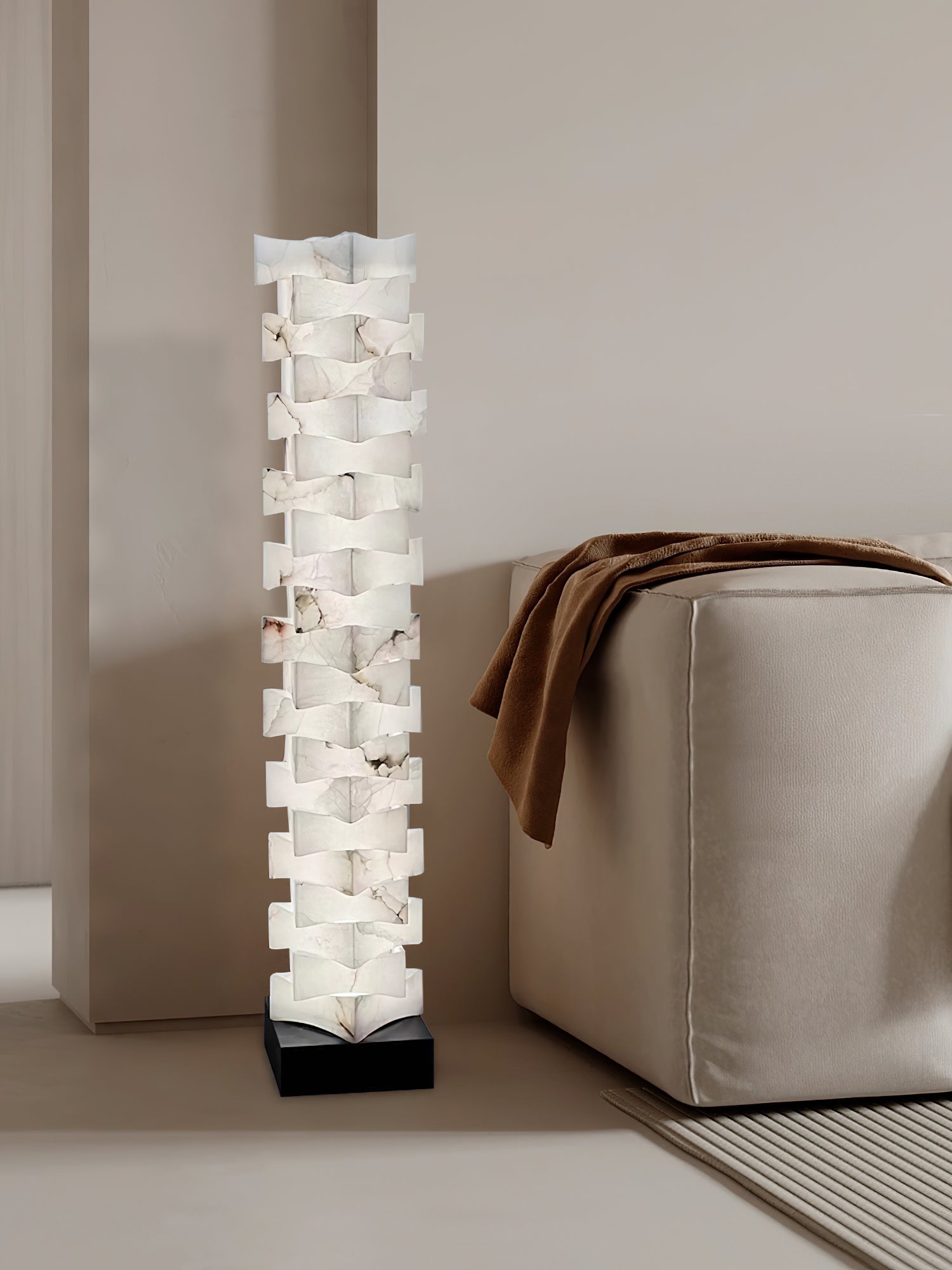 Stacked Alabaster Floor Lamp