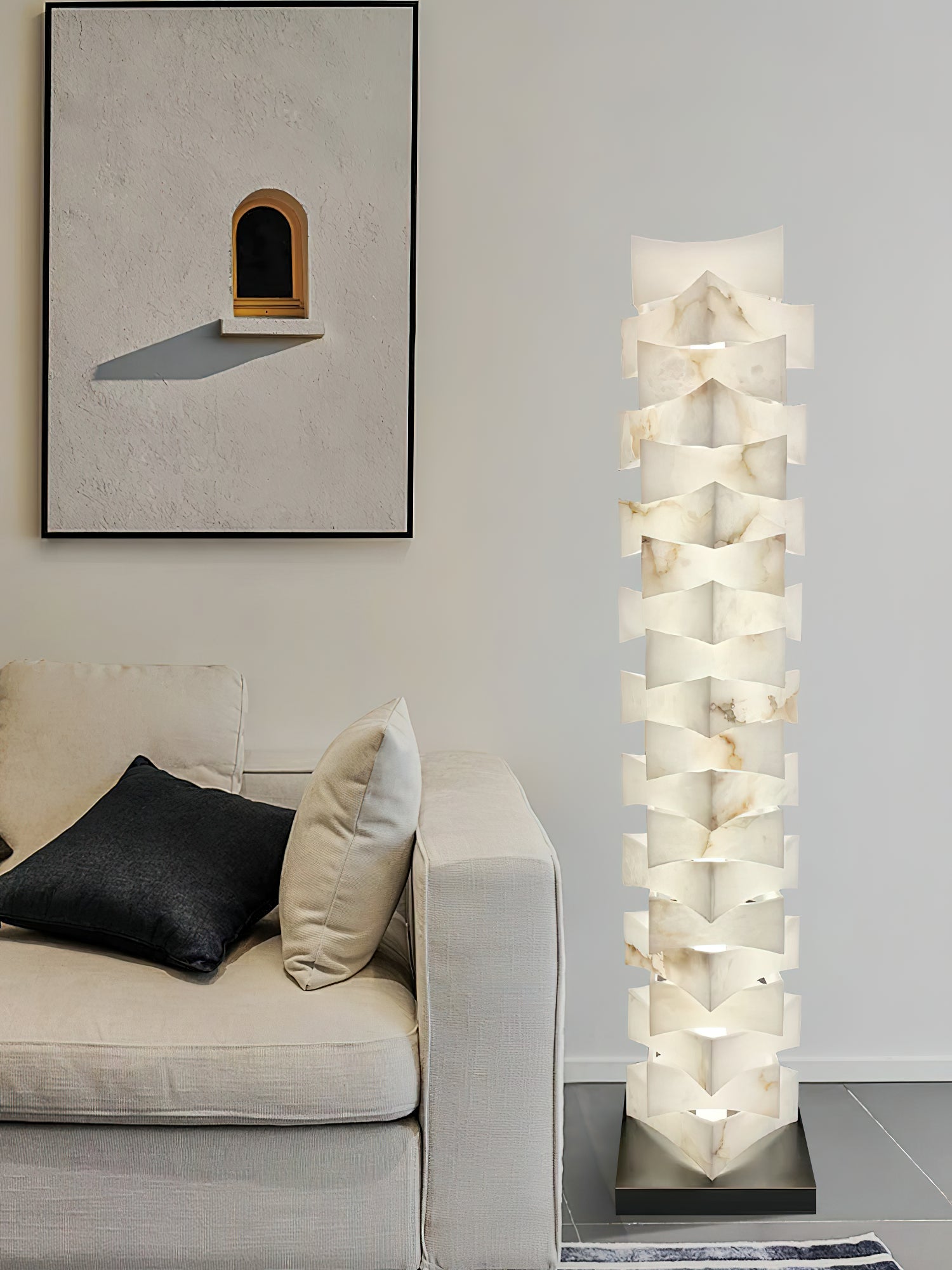 Stacked Alabaster Floor Lamp