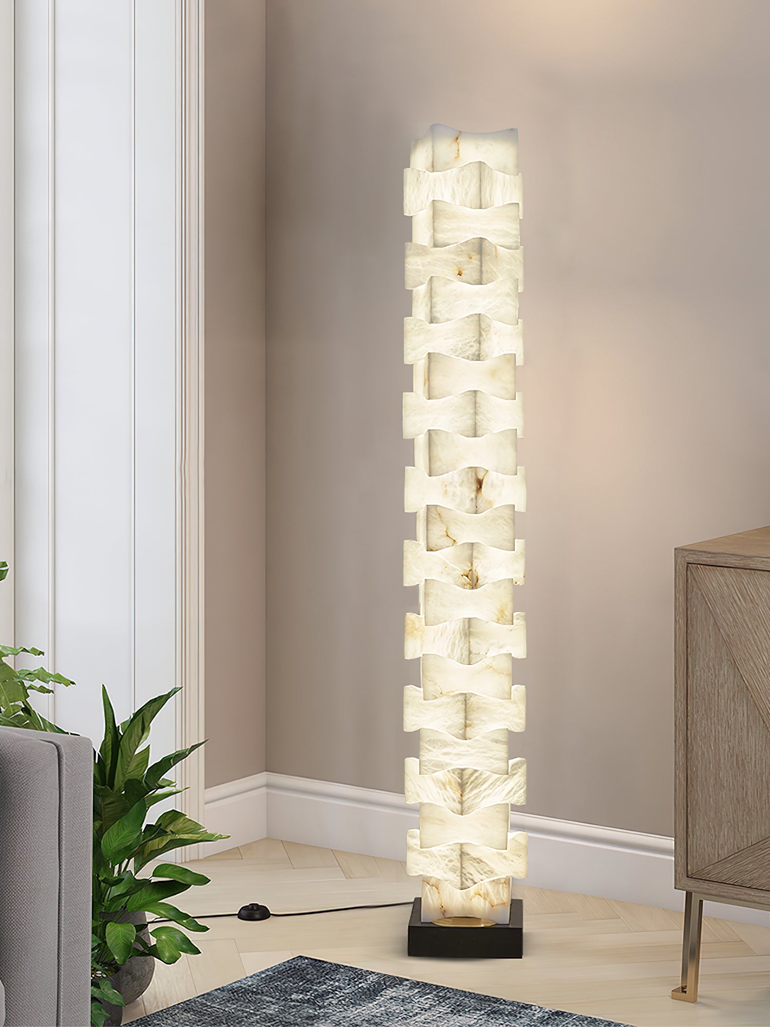 Stacked Alabaster Floor Lamp