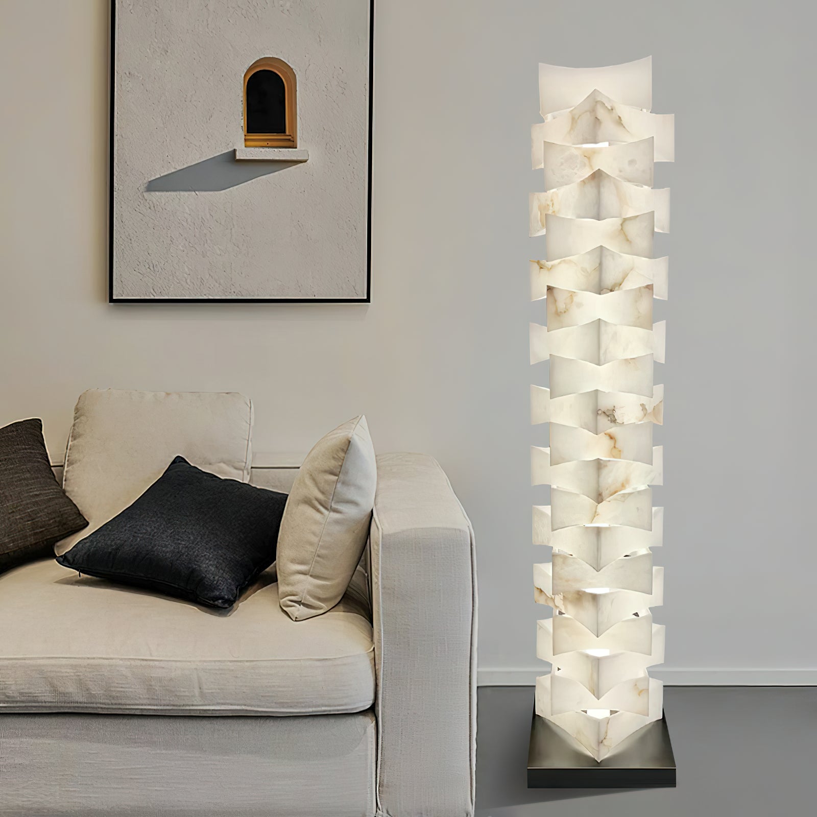 Stacked Alabaster Floor Lamp