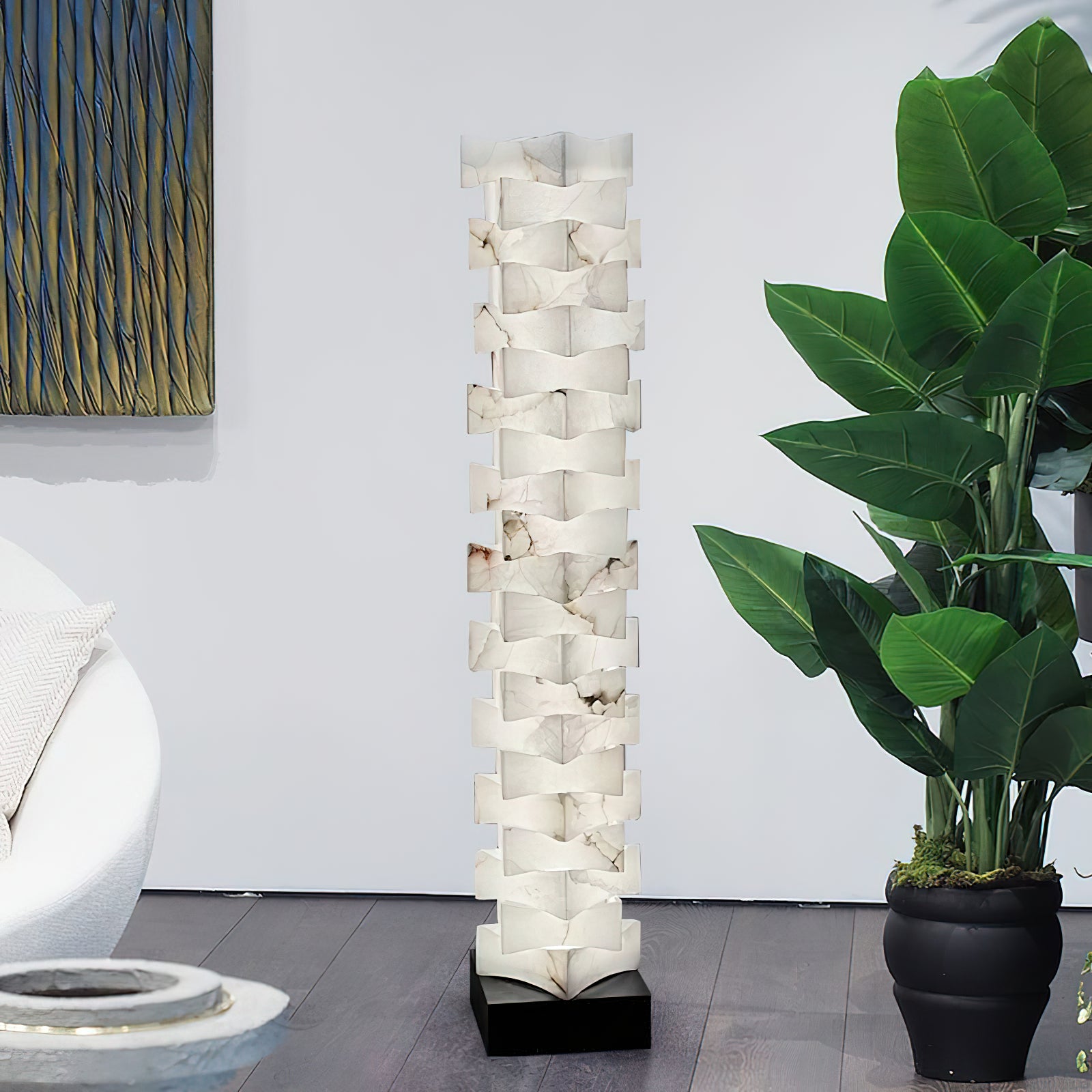 Stacked Alabaster Floor Lamp