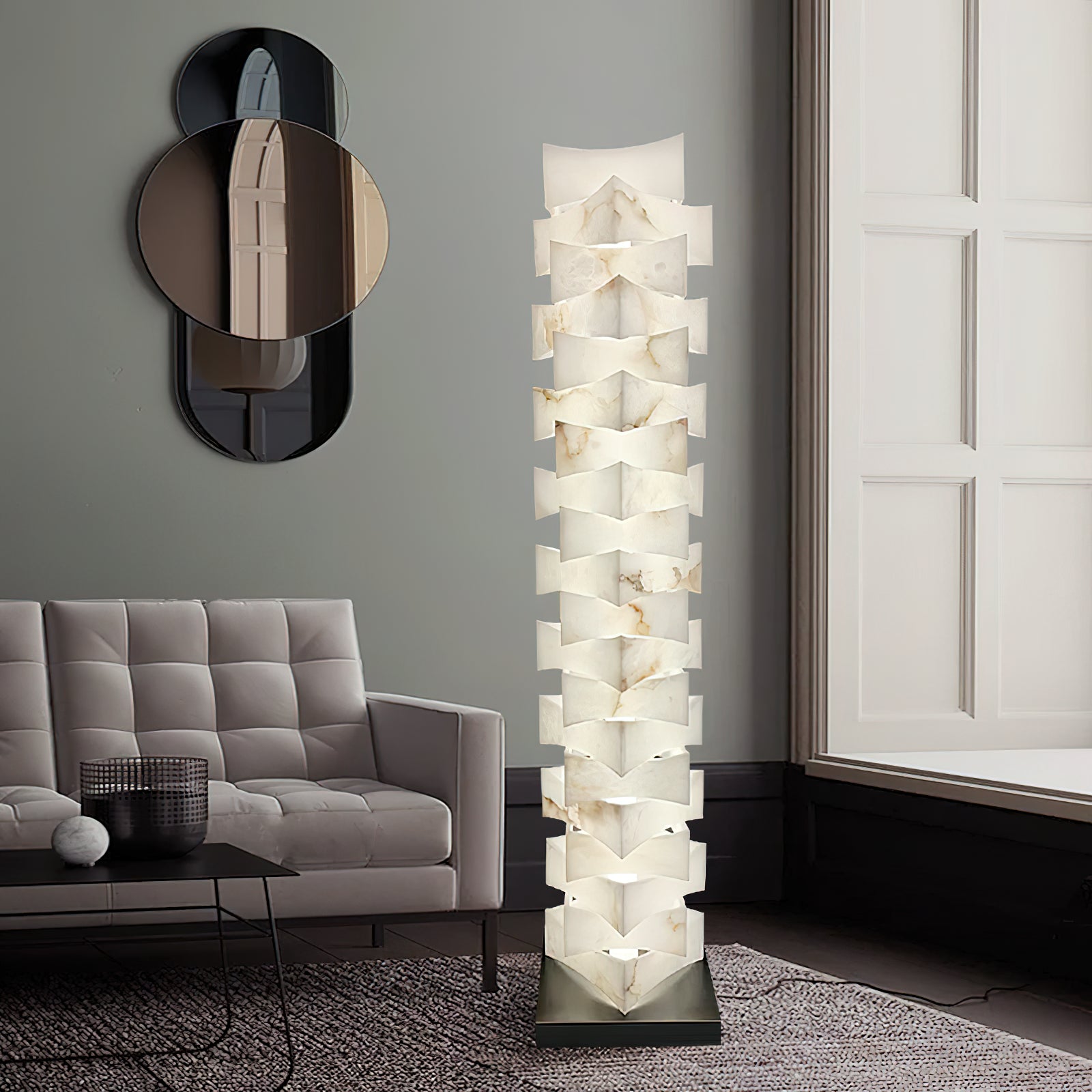 Stacked Alabaster Floor Lamp