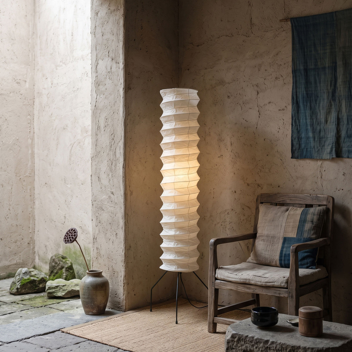 Akari Xuan Paper Floor Lamp paper texture and leg detail