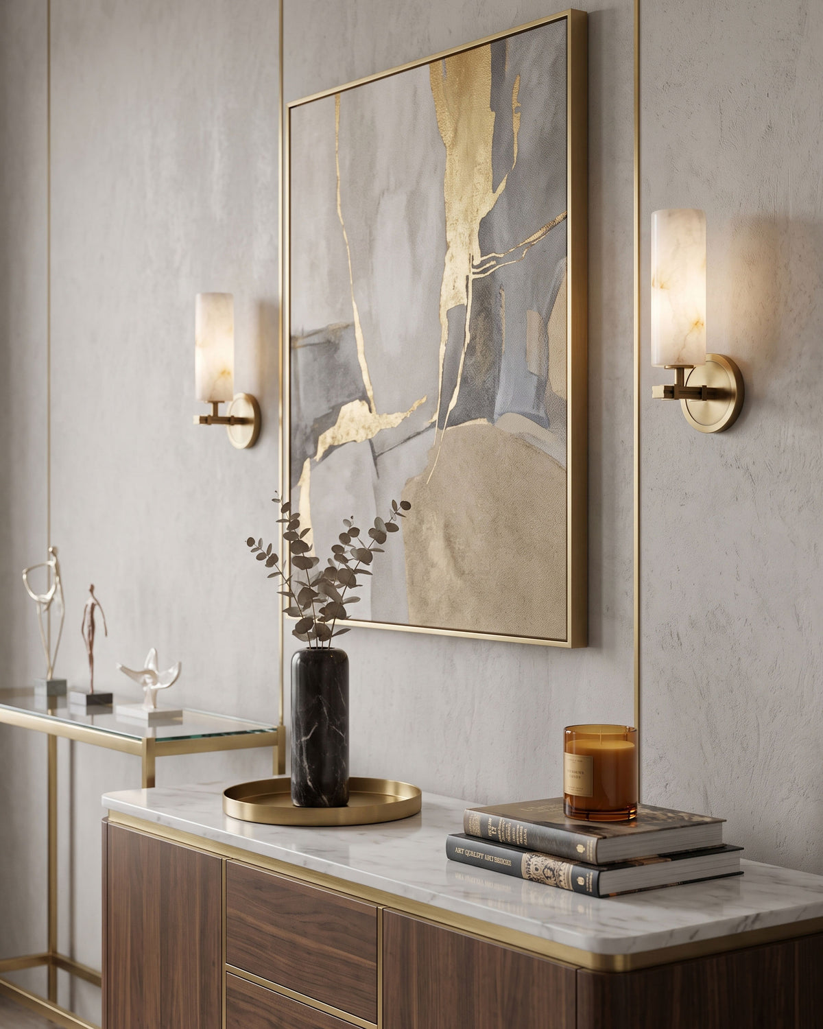Altha Alabaster Brass Wall Sconce