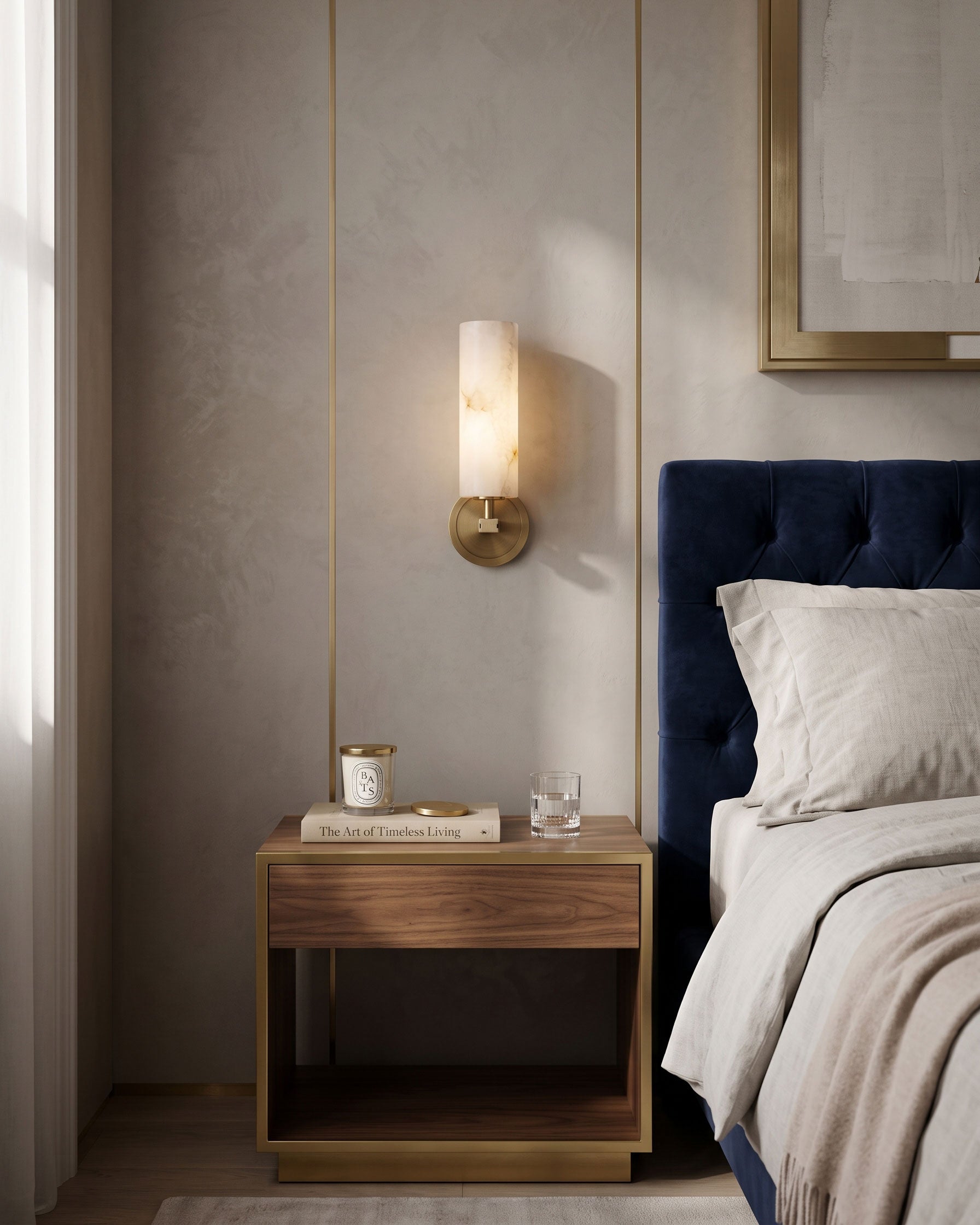 Altha Alabaster Brass Wall Sconce
