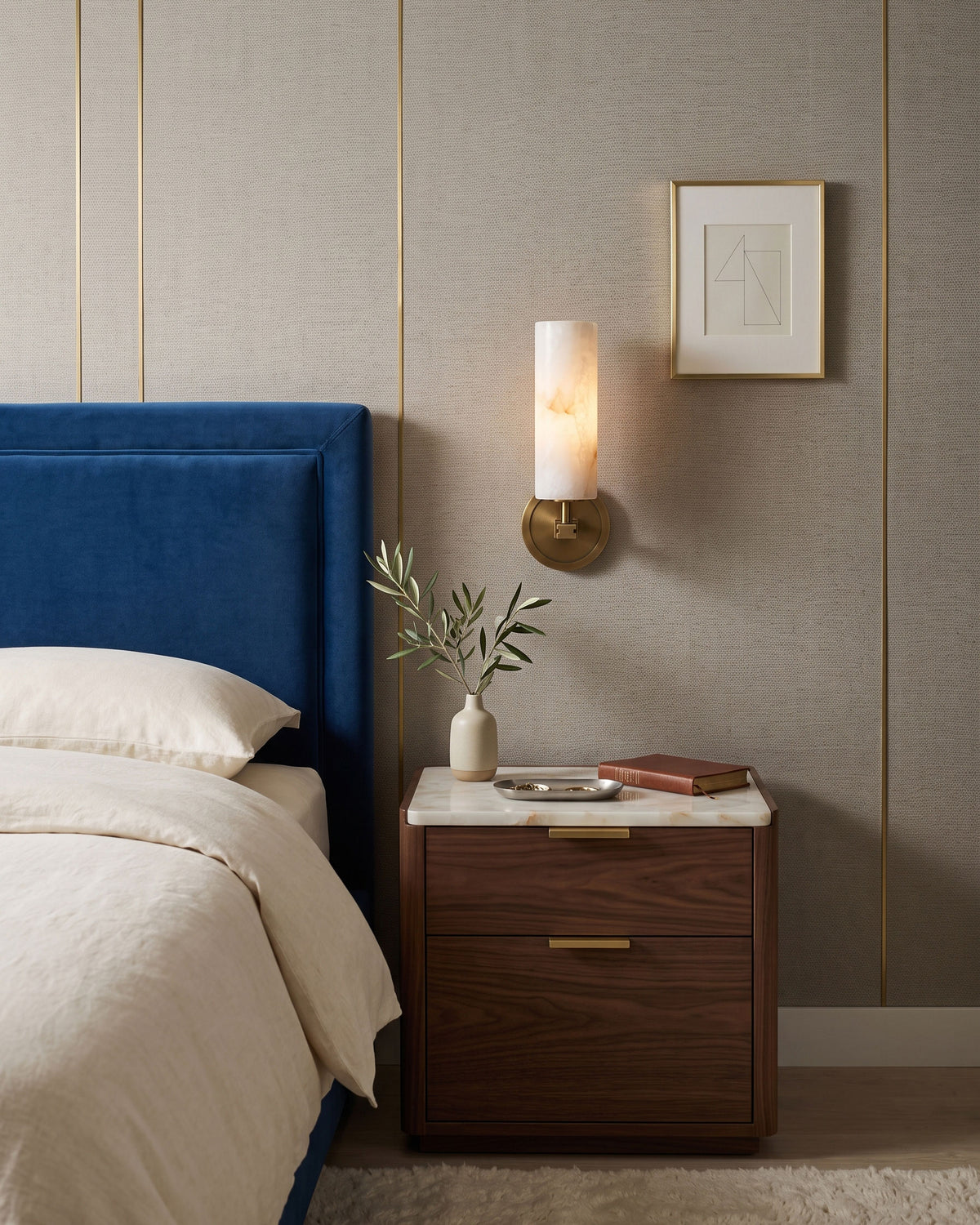 Altha Alabaster Brass Wall Sconce