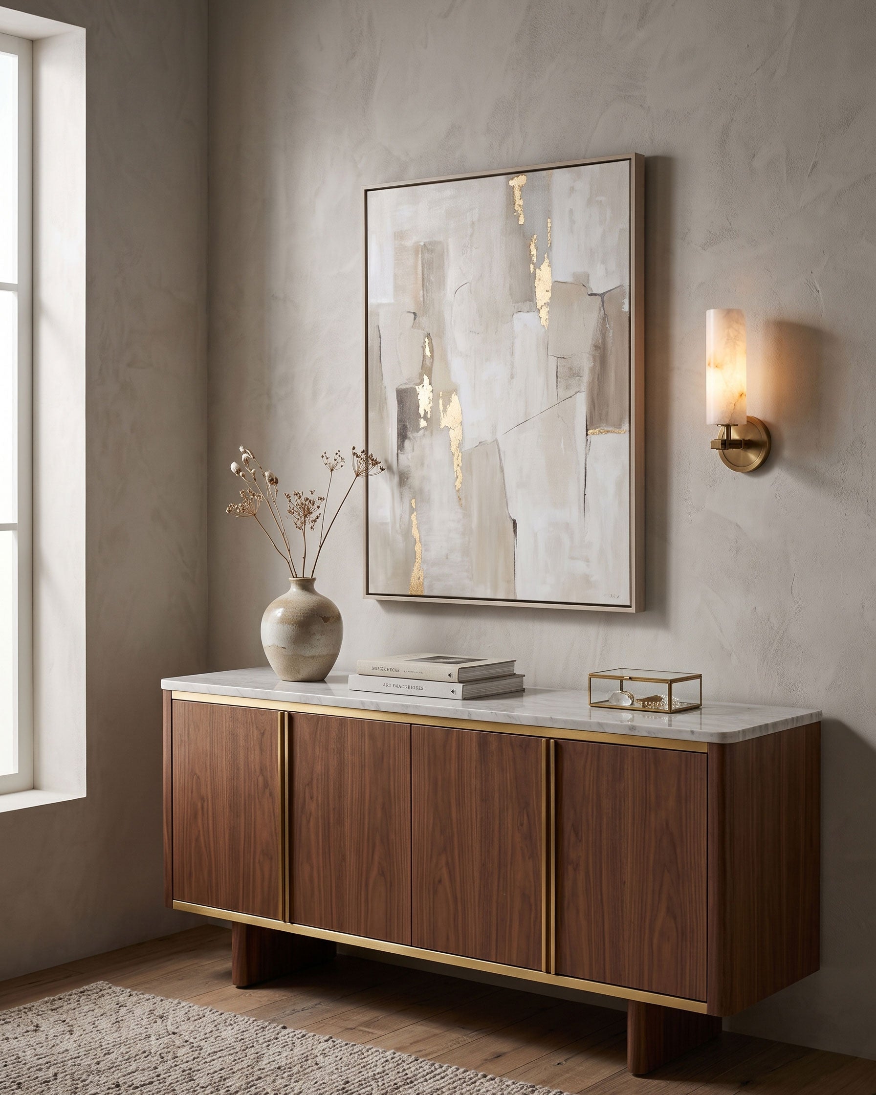 Altha Alabaster Brass Wall Sconce