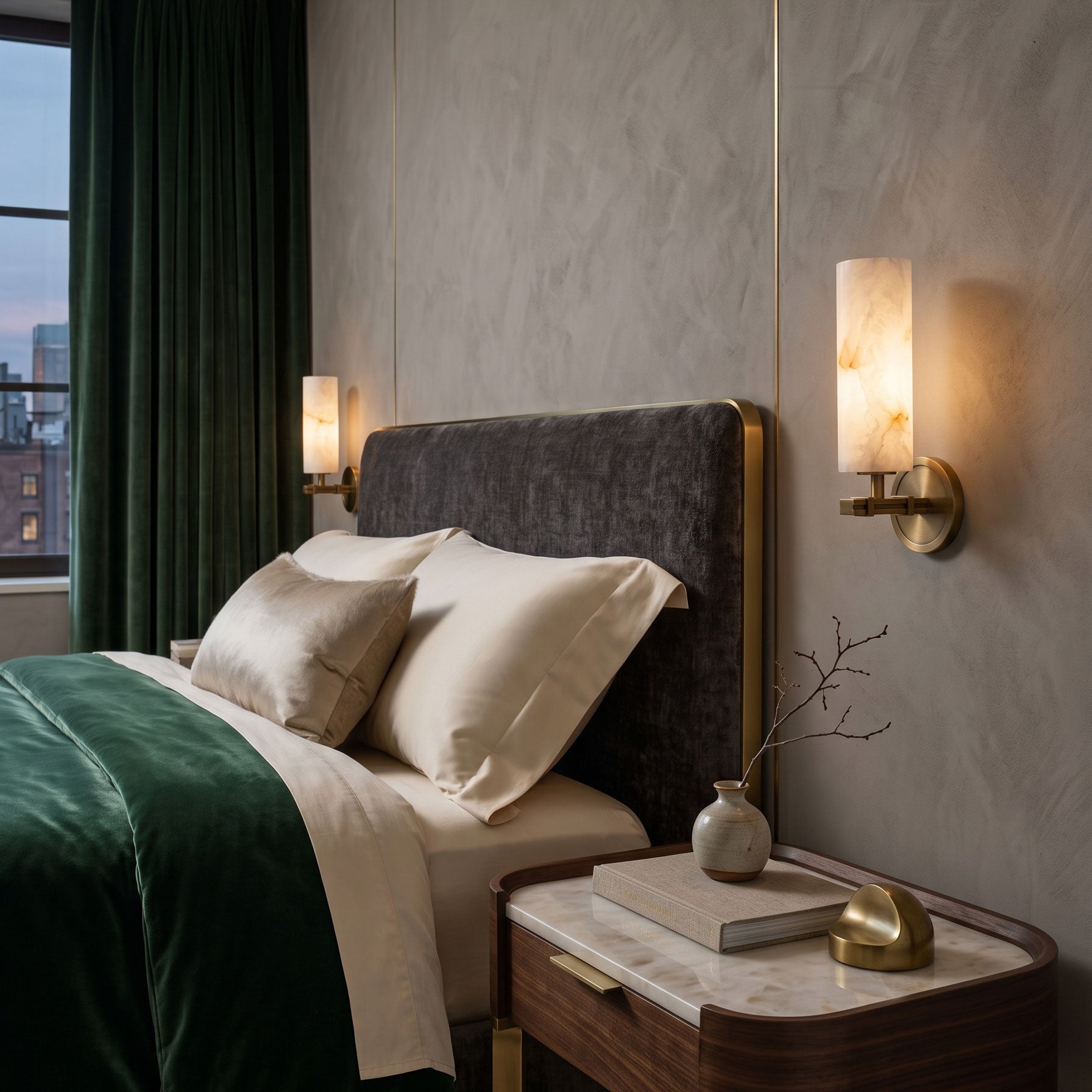 Altha Alabaster Brass Wall Sconce