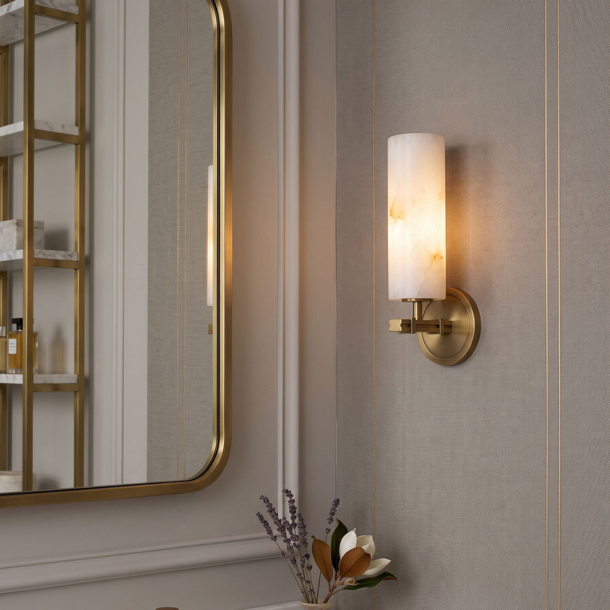Altha Alabaster Brass Wall Sconce
