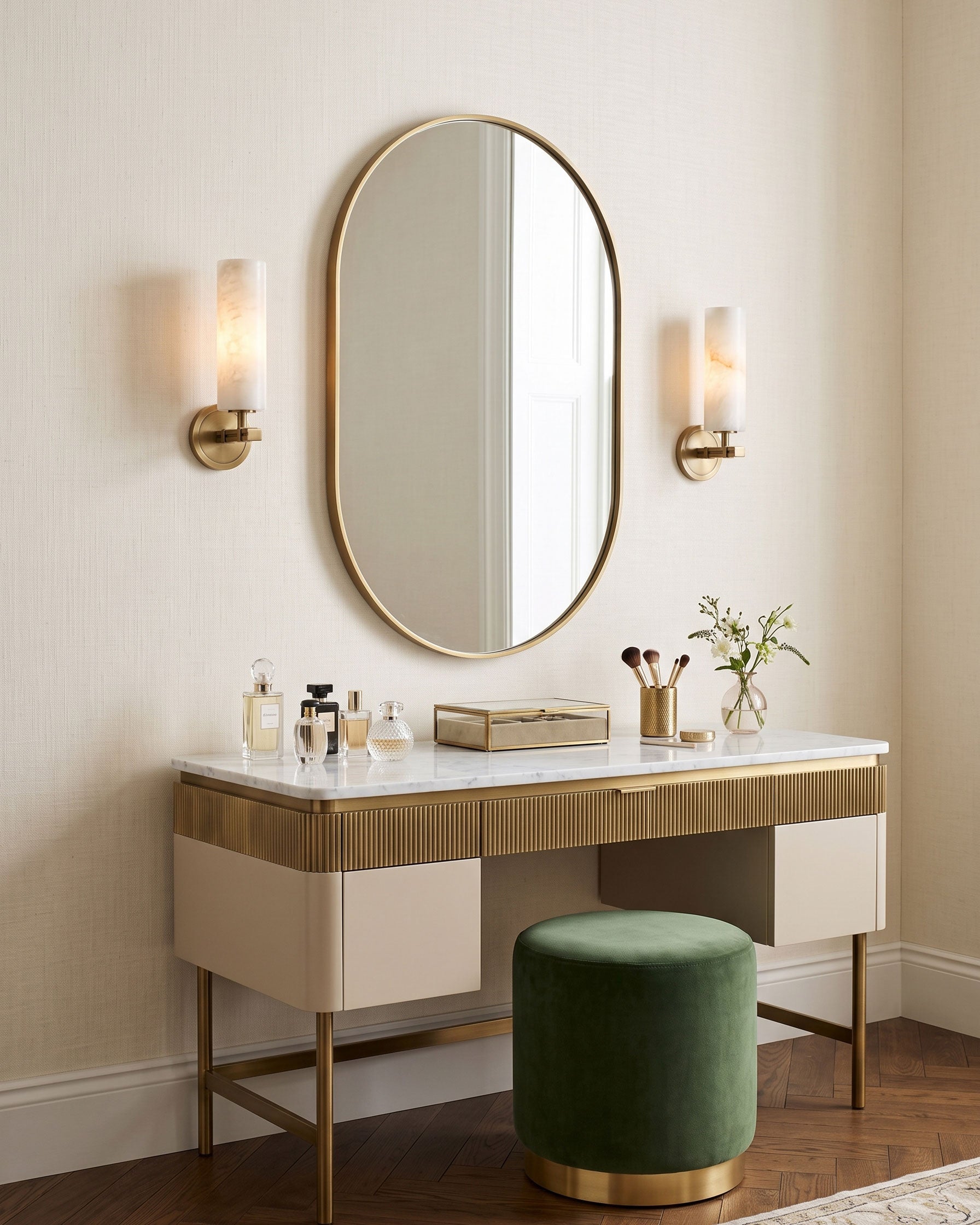Altha Alabaster Brass Wall Sconce