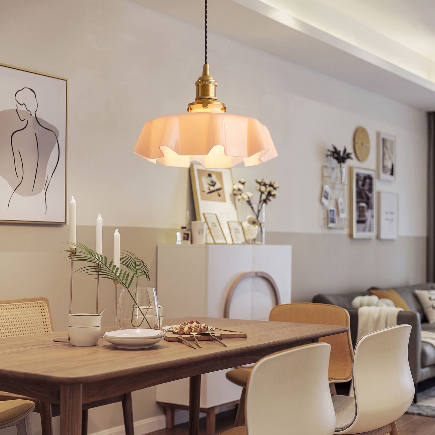 Althea Ruffled Glass Pendant Light