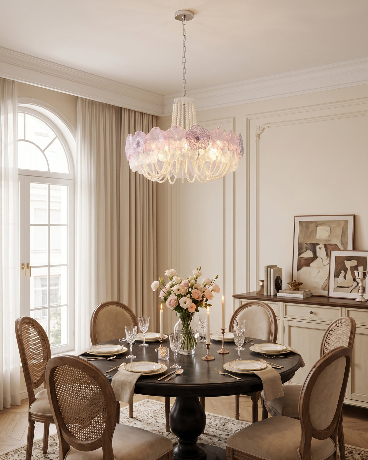 Anika Frosted Floral Chandelier