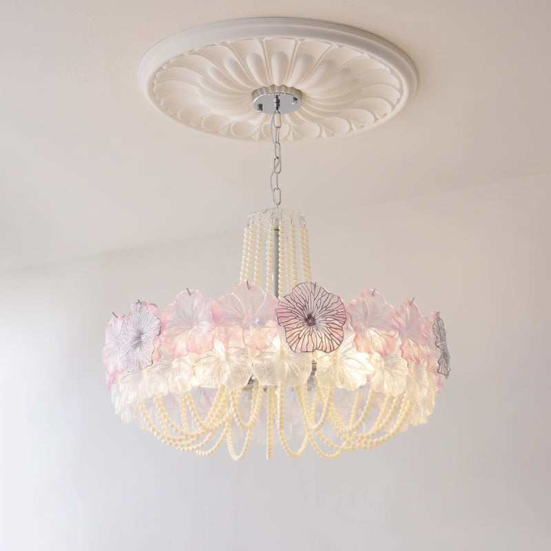 Anika Frosted Floral Chandelier