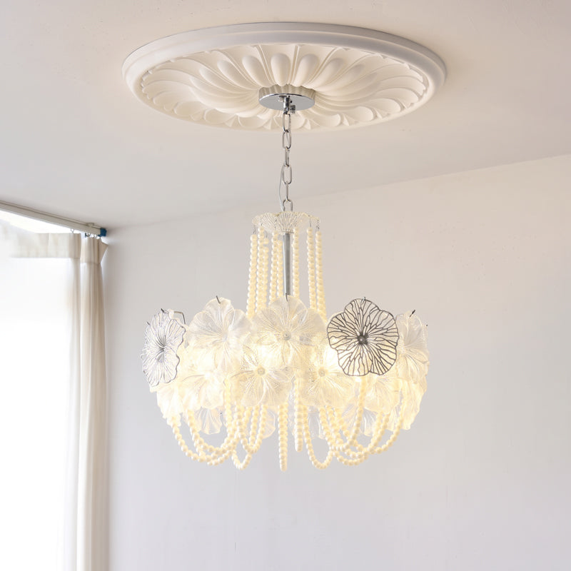 Anika Frosted Floral Chandelier