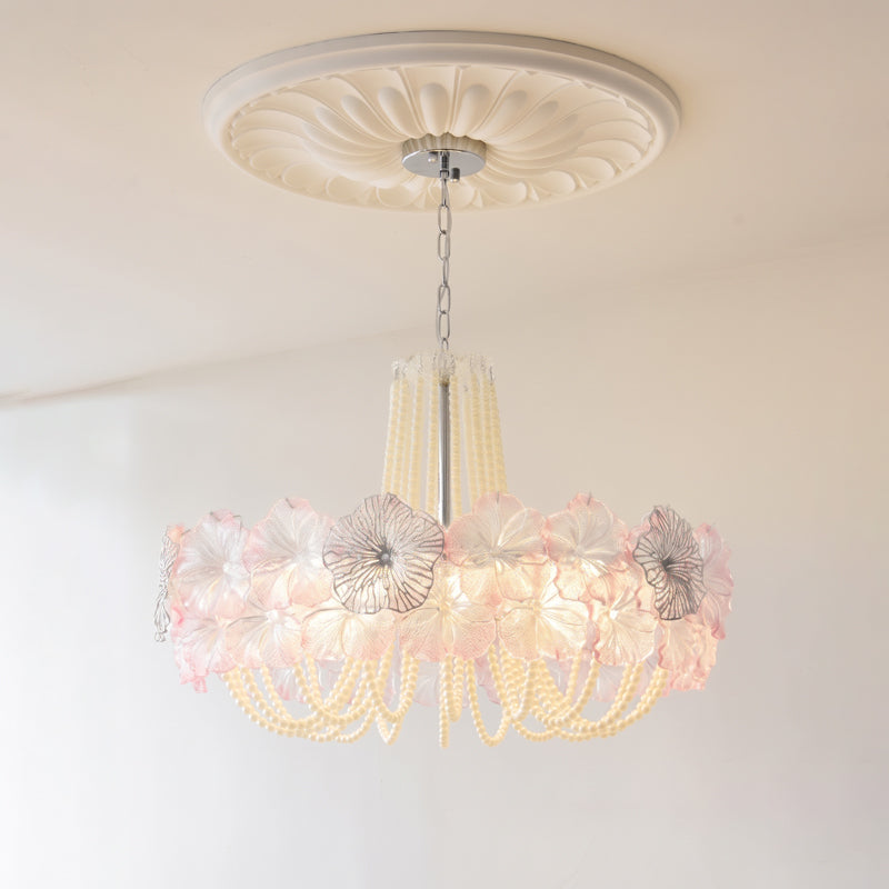 Anika Frosted Floral Chandelier