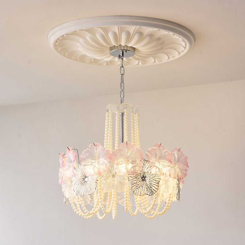 Anika Frosted Floral Chandelier