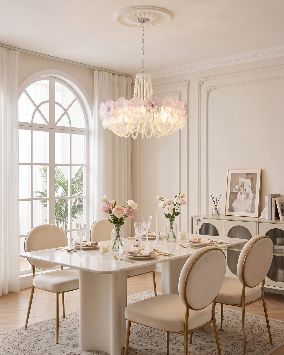 Anika Frosted Floral Chandelier