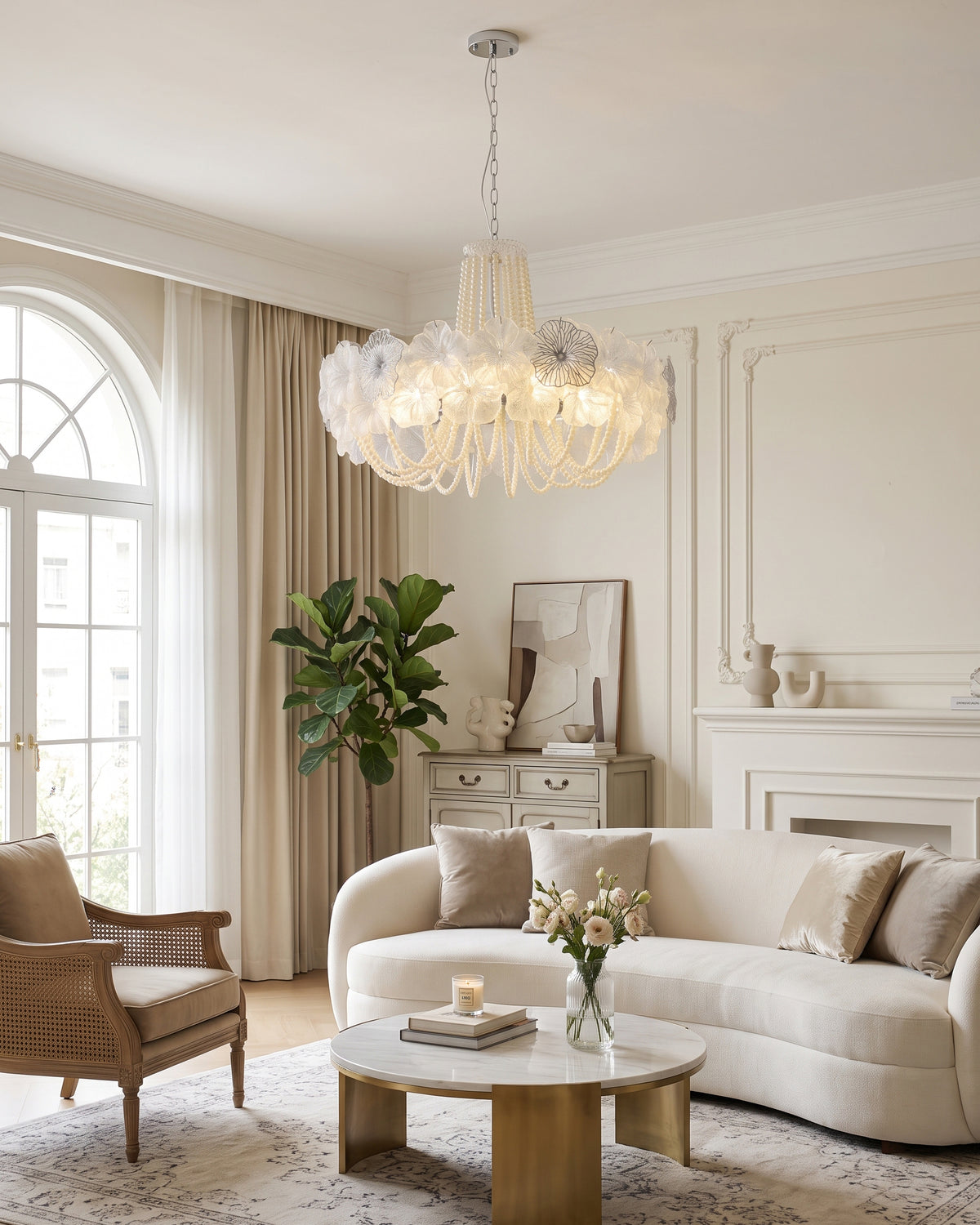 Anika Frosted Floral Chandelier