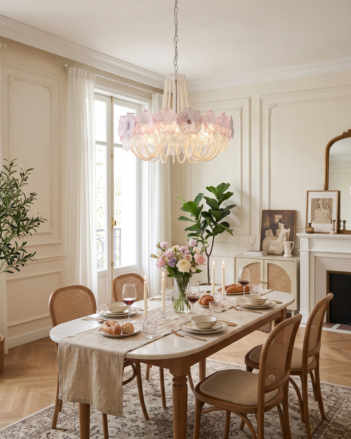 Anika Frosted Floral Chandelier