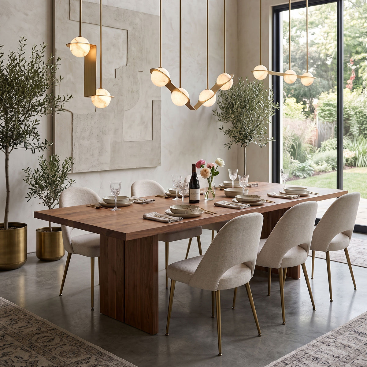 Barton Linear Sphere Pendant Light hanging over an island