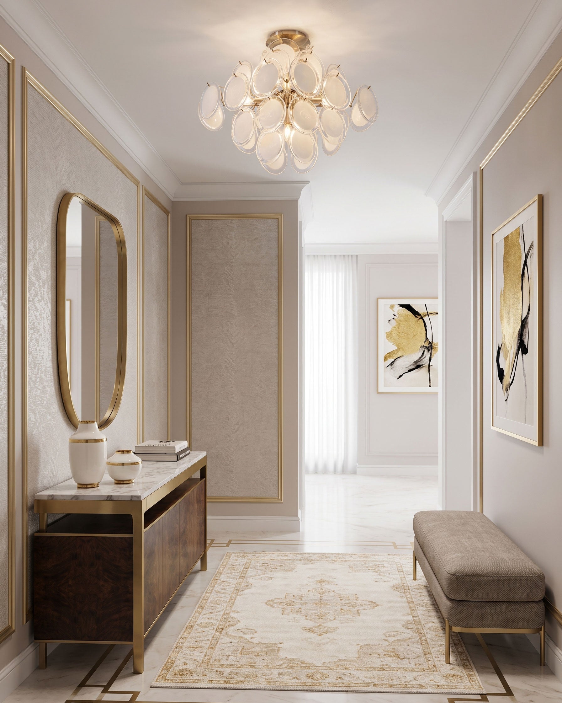 Benton Glass Disc Flush Mount