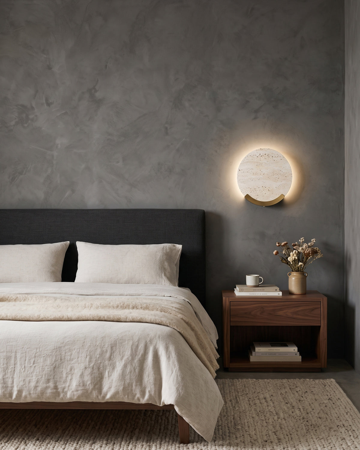 Applique Boaz Travertino con alone