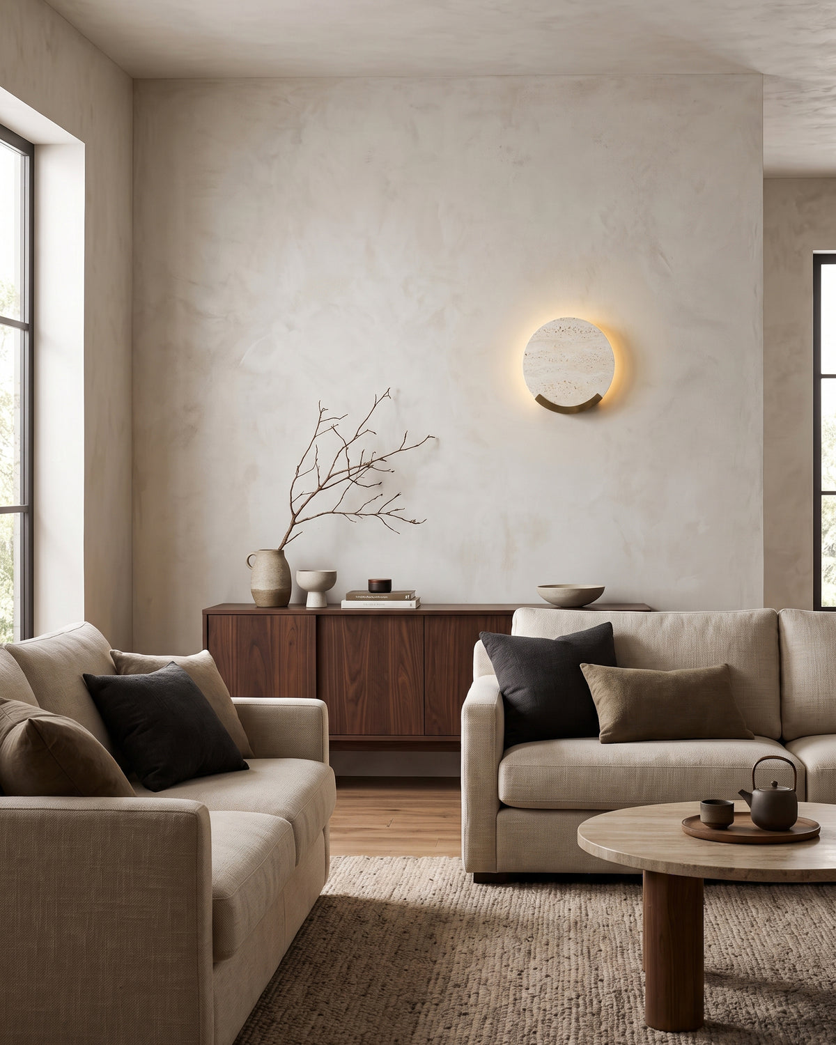 Applique Boaz Travertino con alone