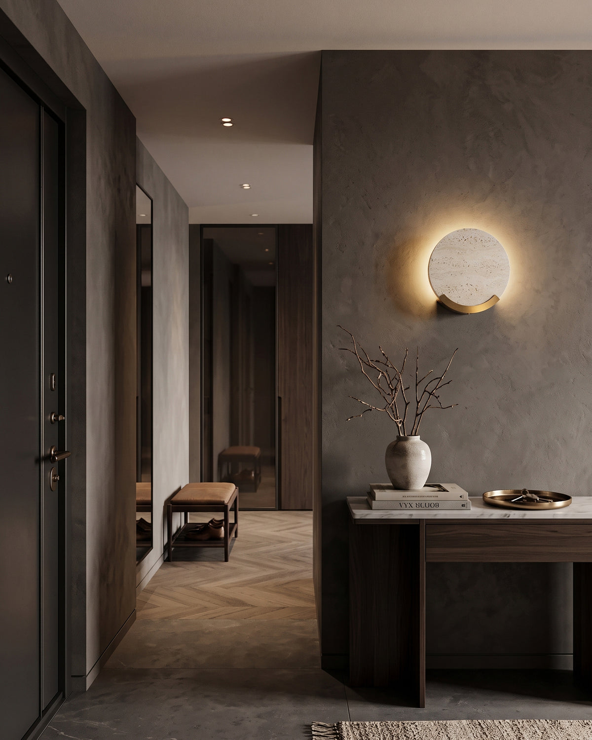 Applique Boaz Travertino con alone