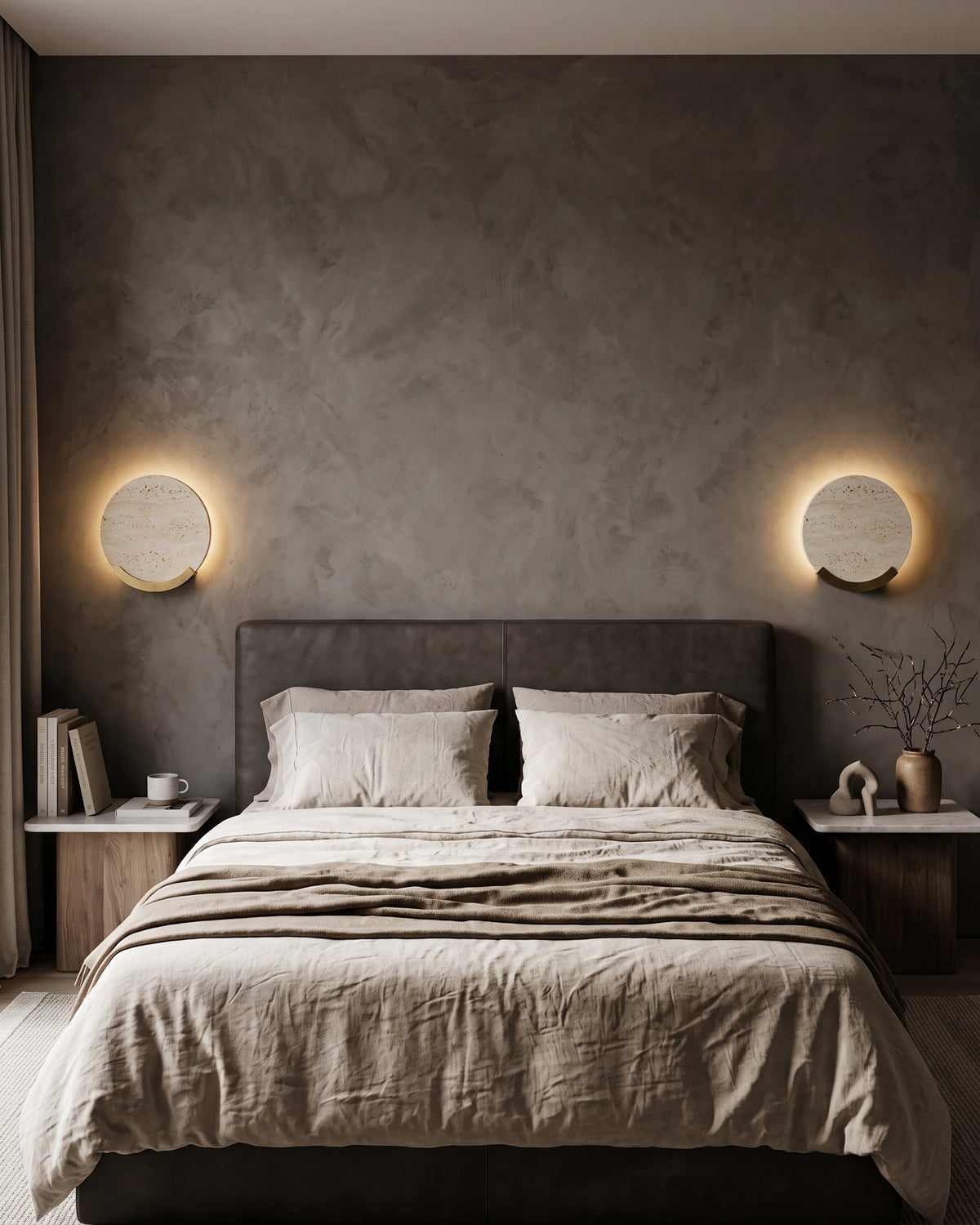 Applique Boaz Travertino con alone