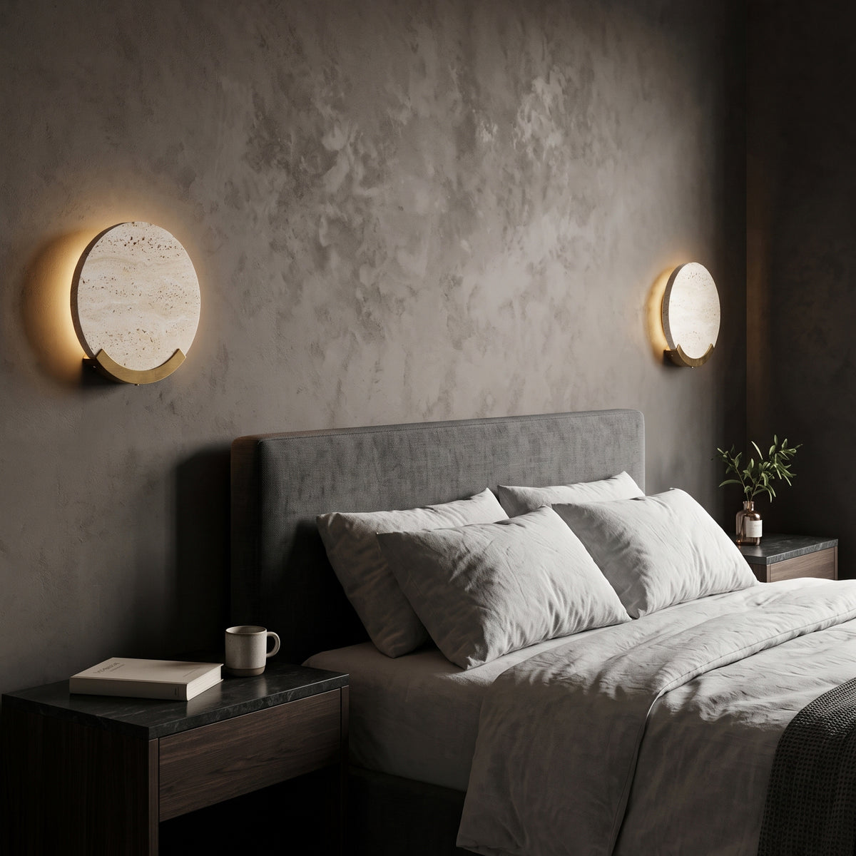 Applique Boaz Travertino con alone