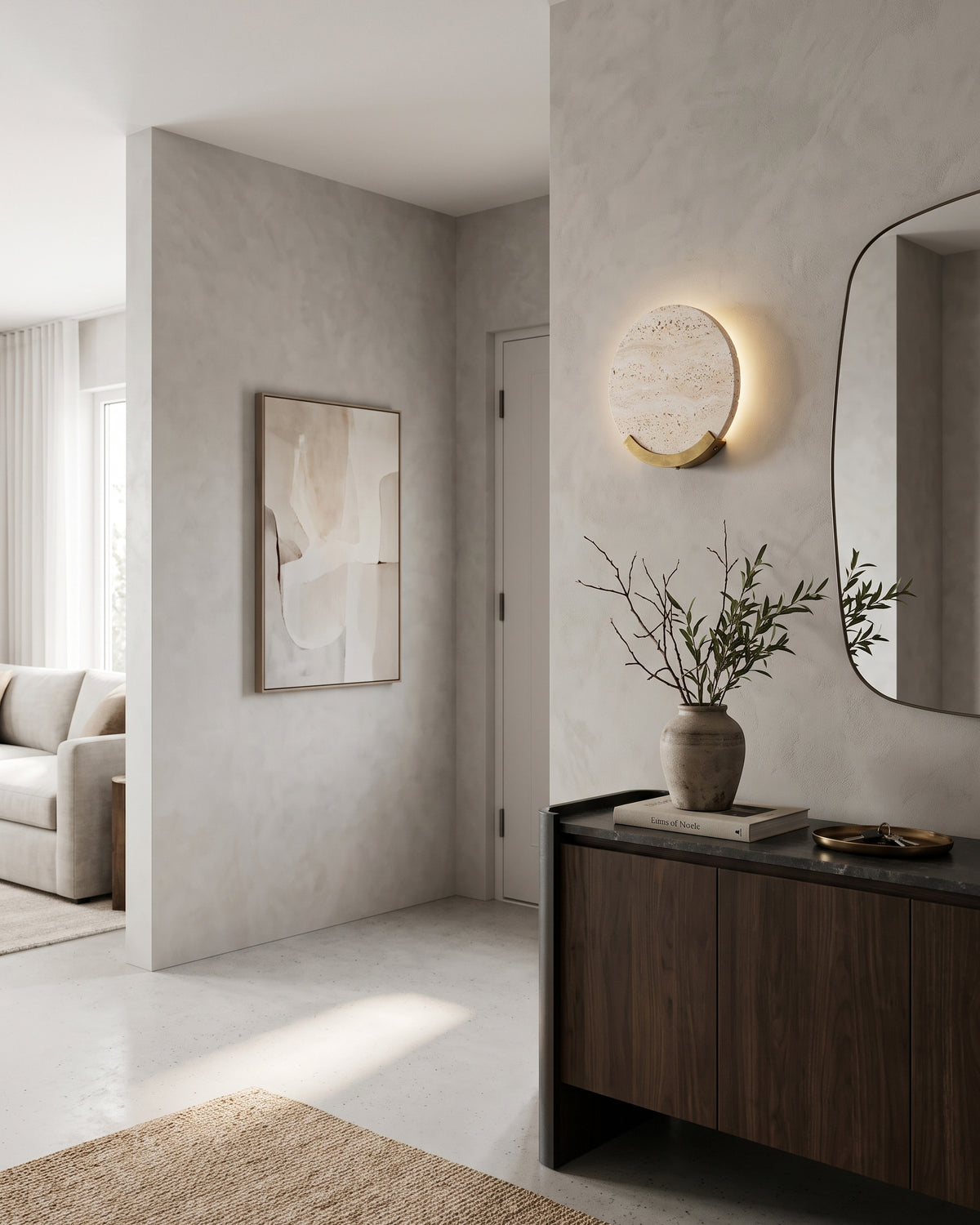 Applique Boaz Travertino con alone