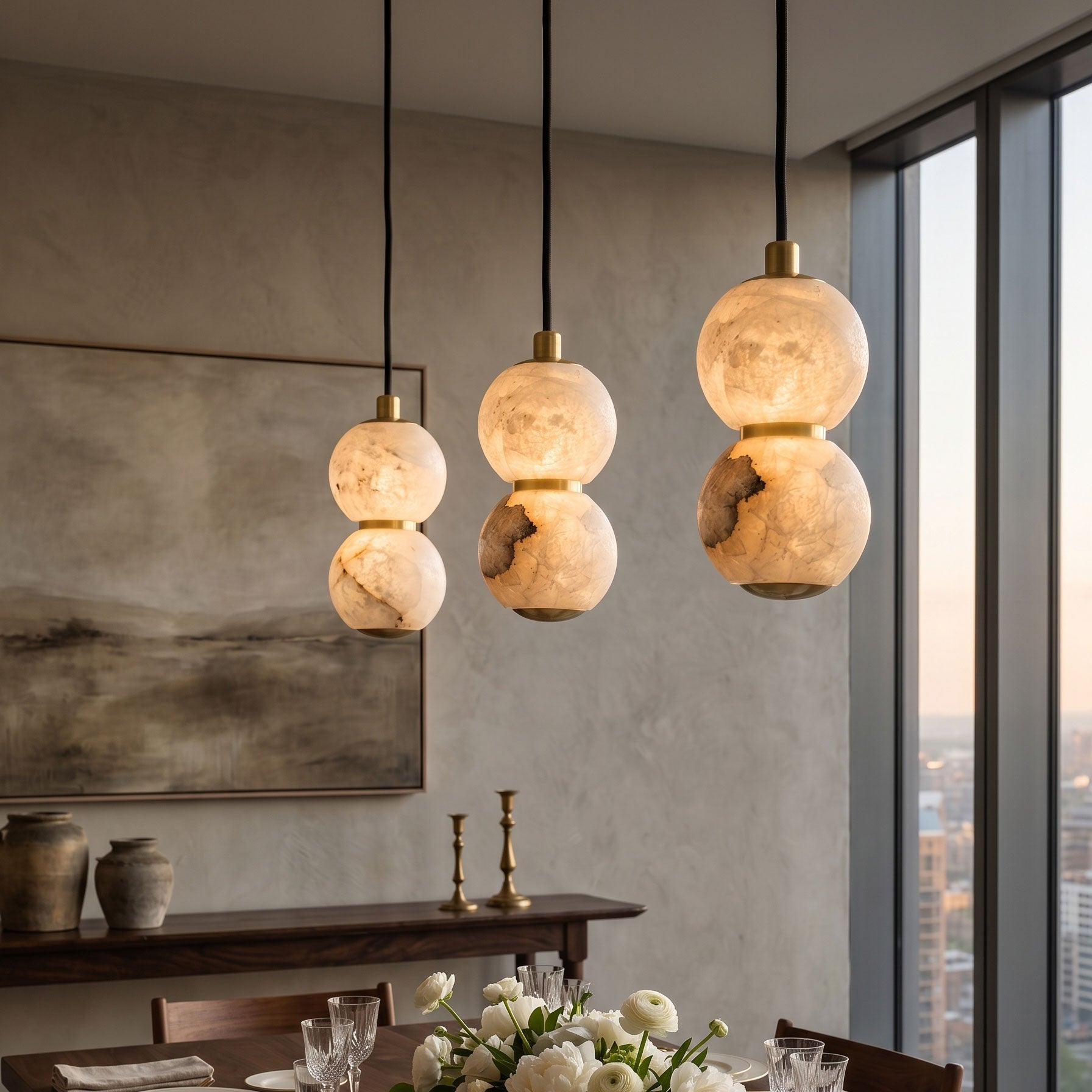 Bria Tiered Stone Pendant Light