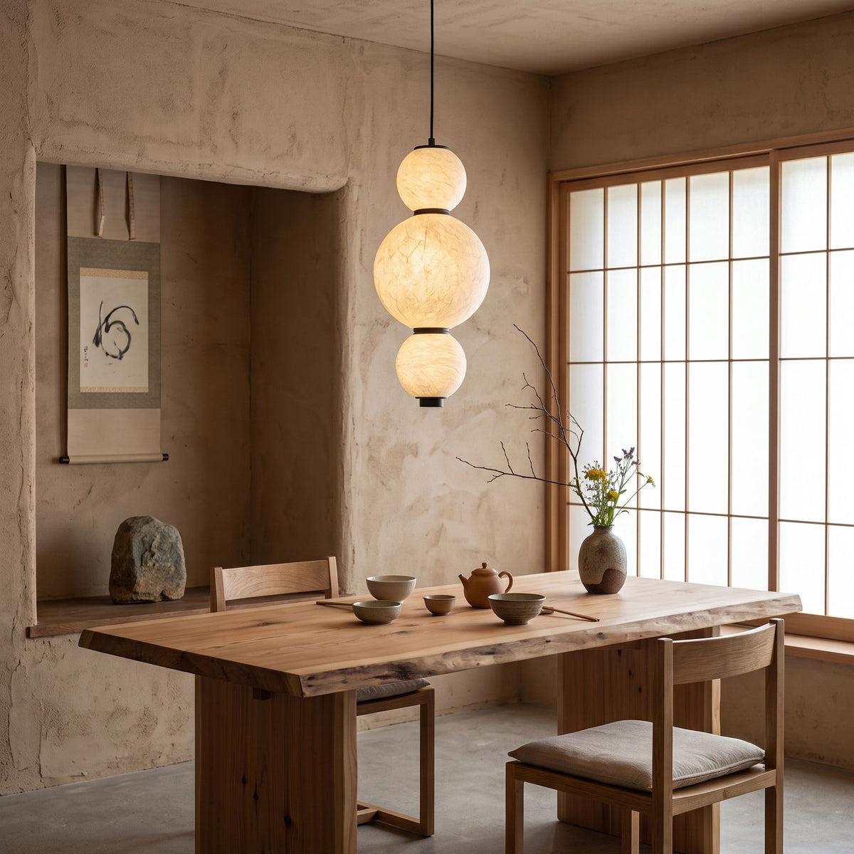 Brier Natural Silk Pendant Light