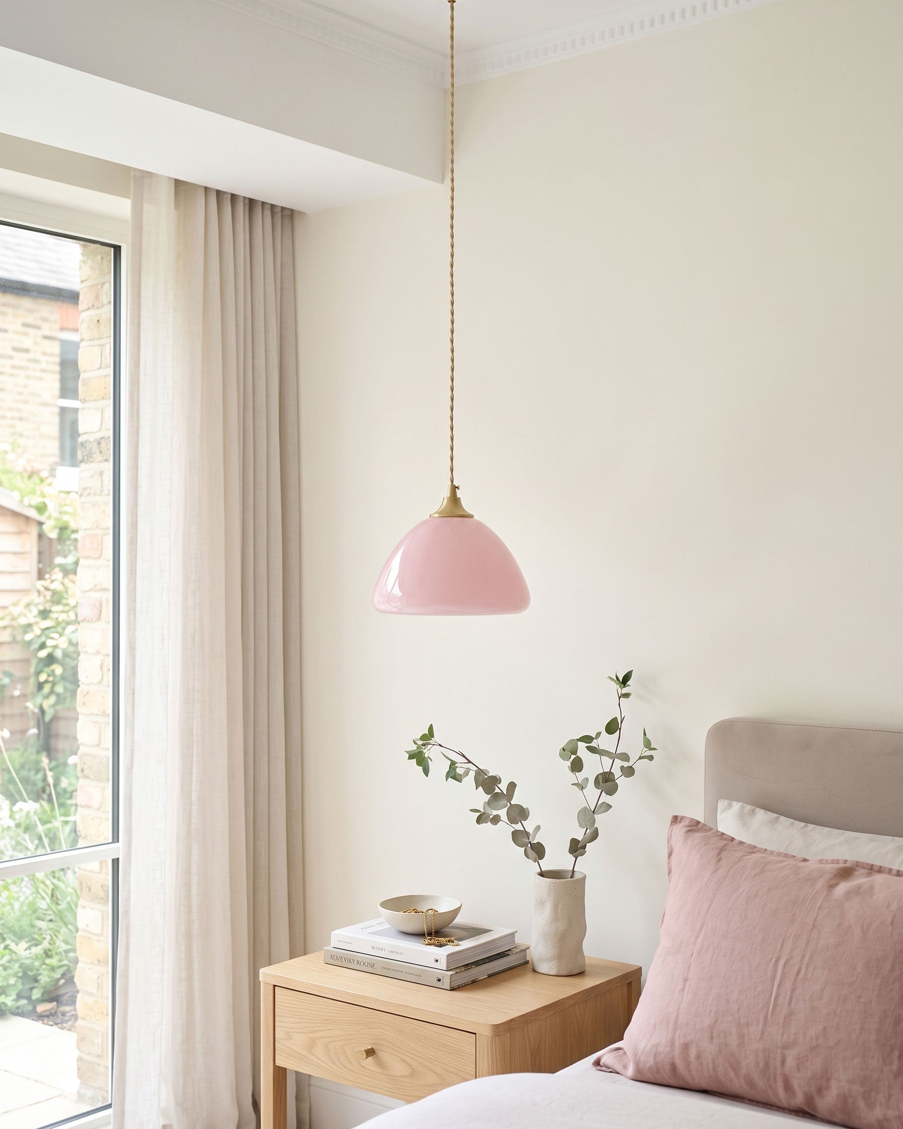 Carys Pink Glass Pendant Light