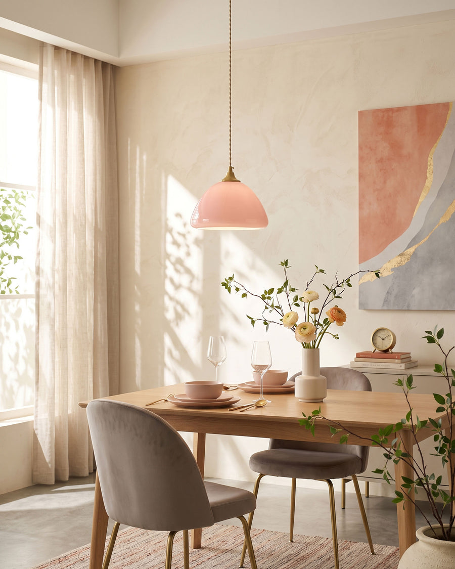 Carys Pink Glass Pendant Light – detail 5