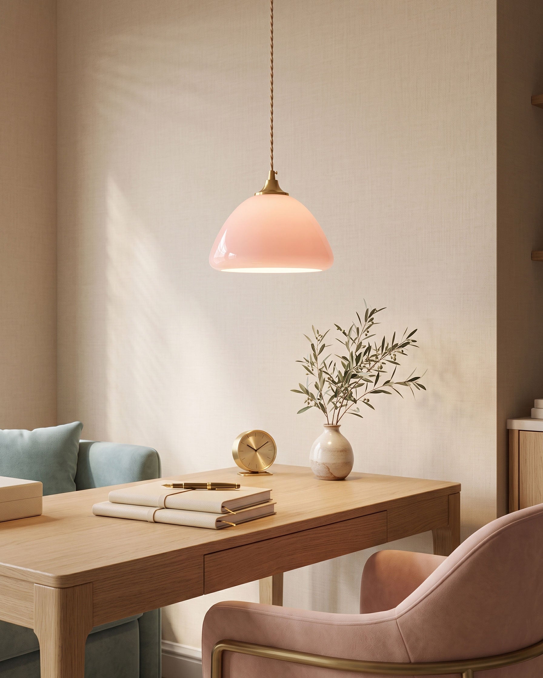 Carys Pink Glass Pendant Light