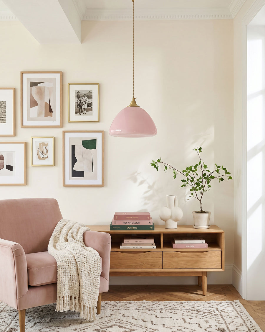 Carys Pink Glass Pendant Light – detail 6