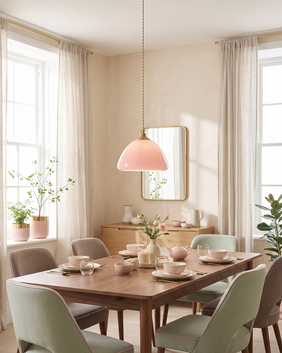 Carys Pink Glass Pendant Light – detail 3