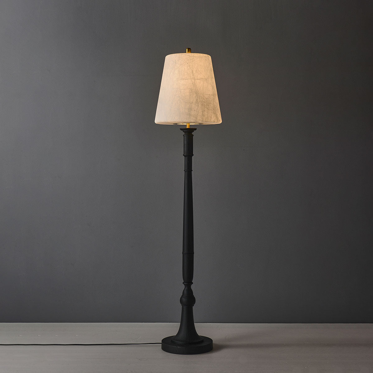 Colter Carved Wood Floor Lamp