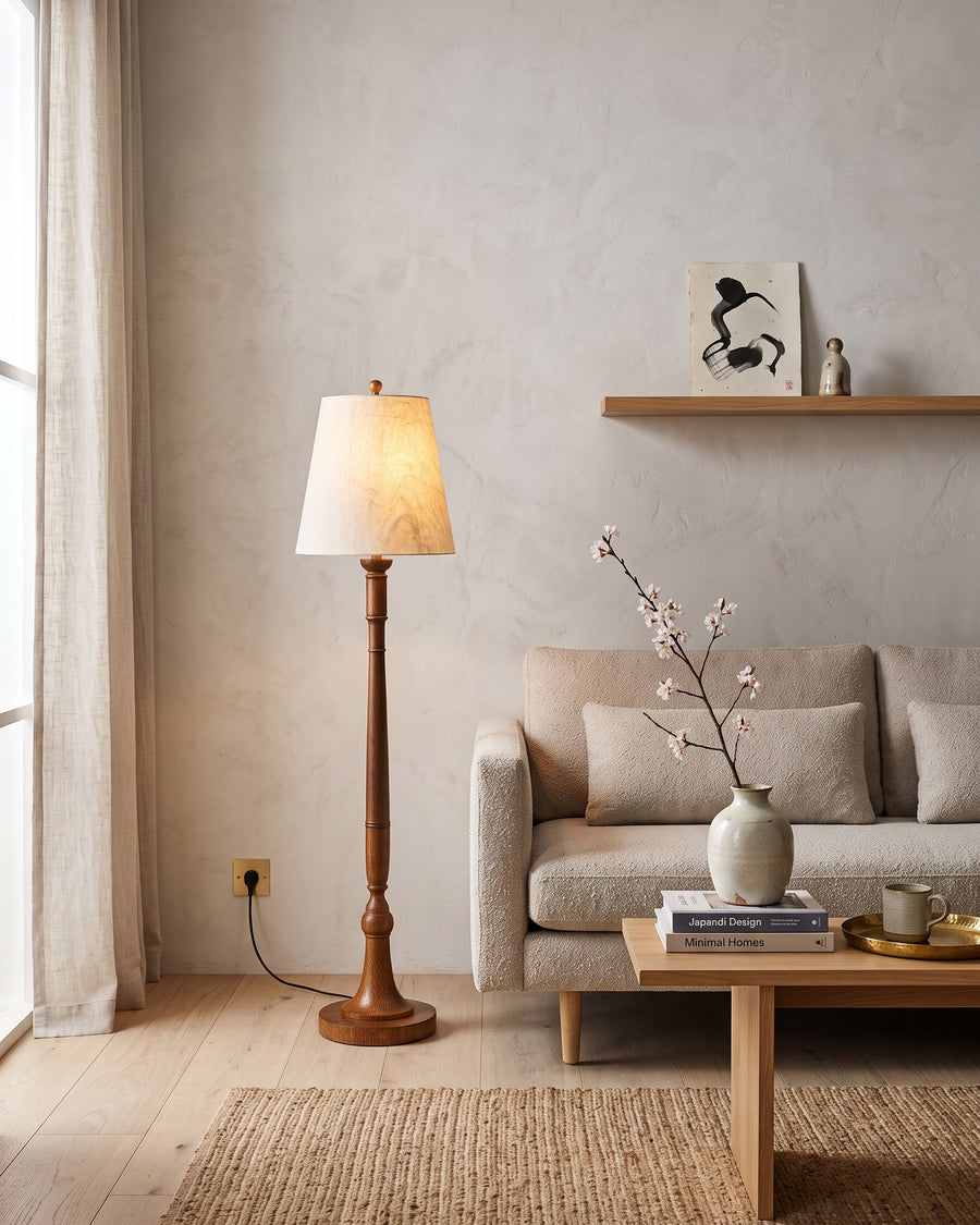 Colter Carved Wood Floor Lamp