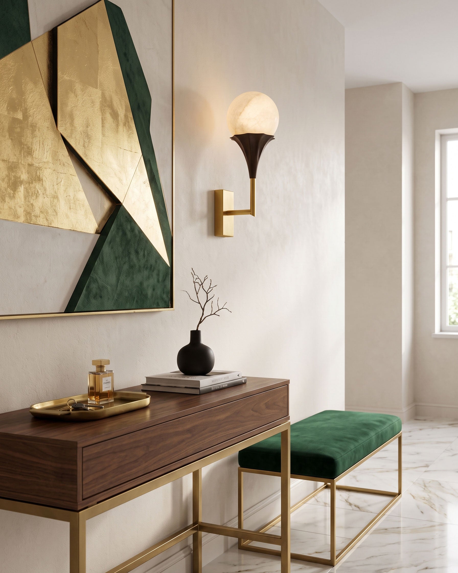 Corliss Alabaster Globe Wall Sconce