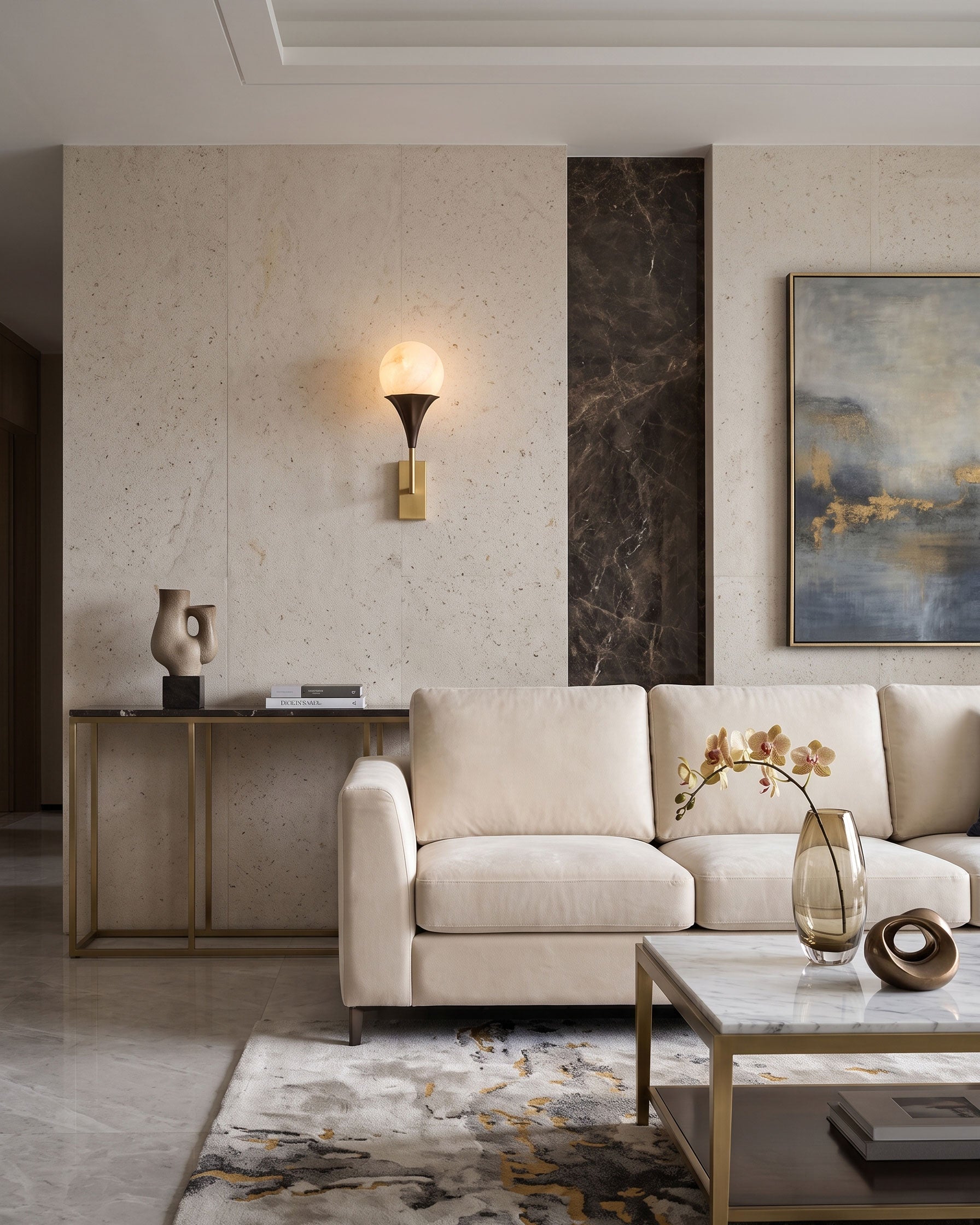 Corliss Alabaster Globe Wall Sconce