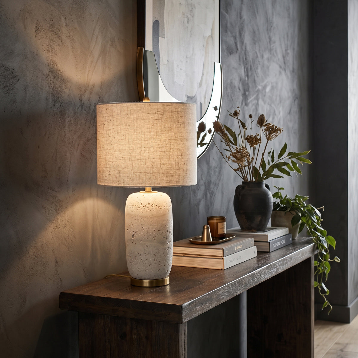 Creed Travertine Table Lamp