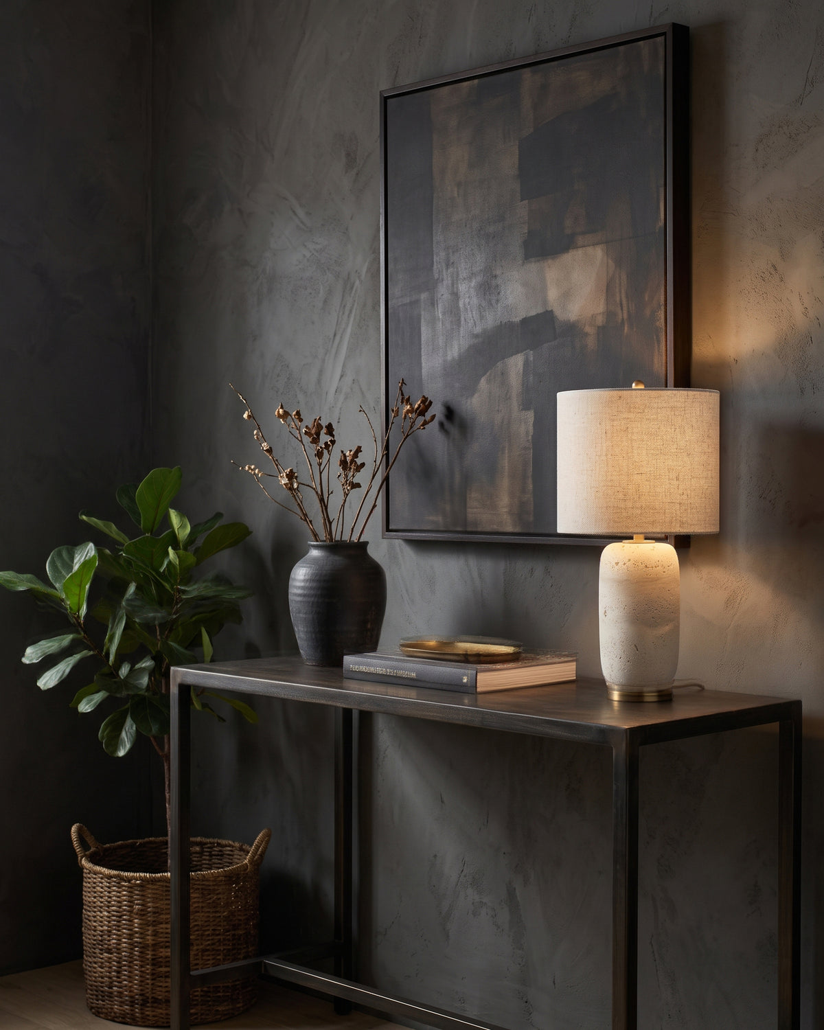 Creed Travertine Table Lamp
