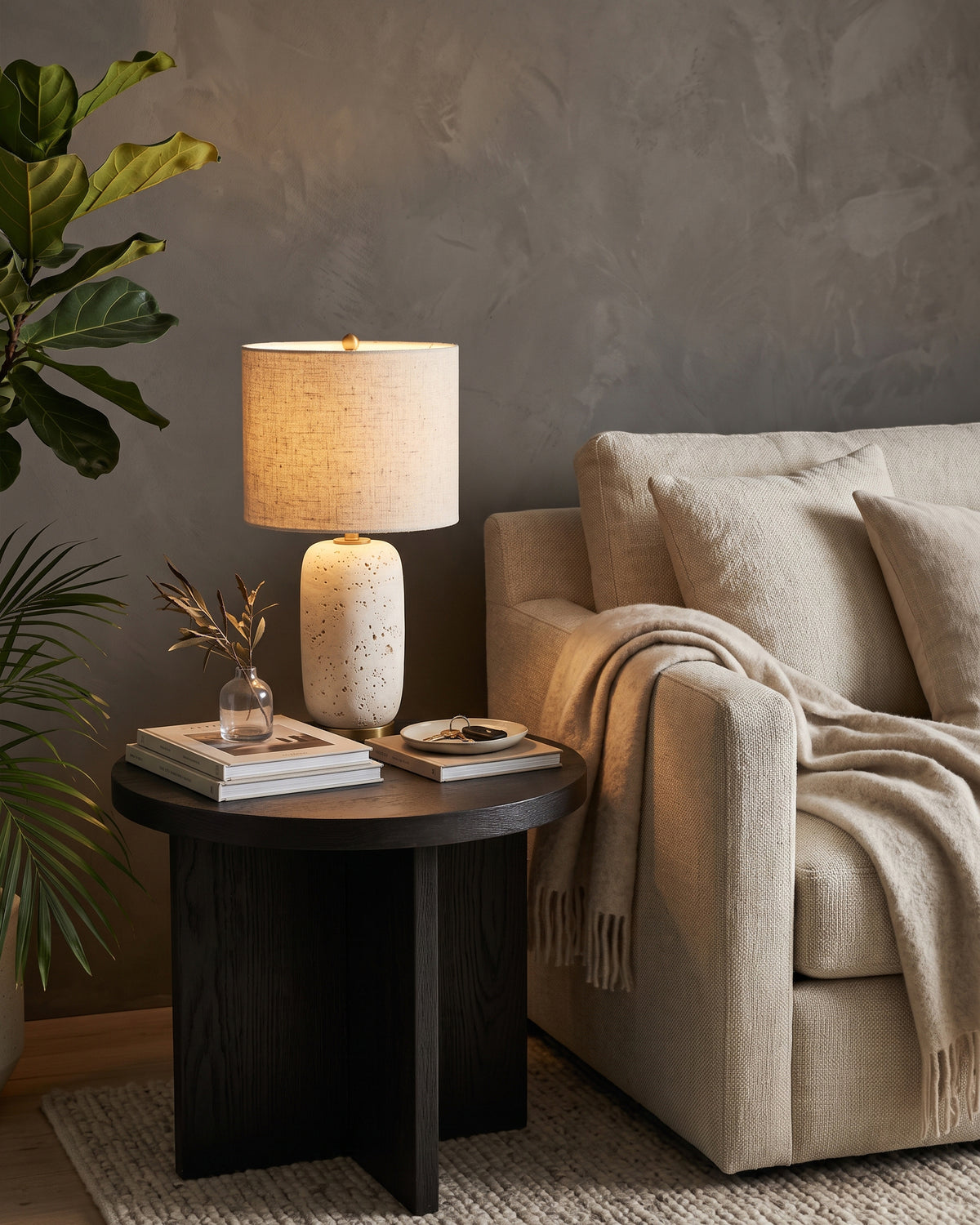 Creed Travertine Table Lamp