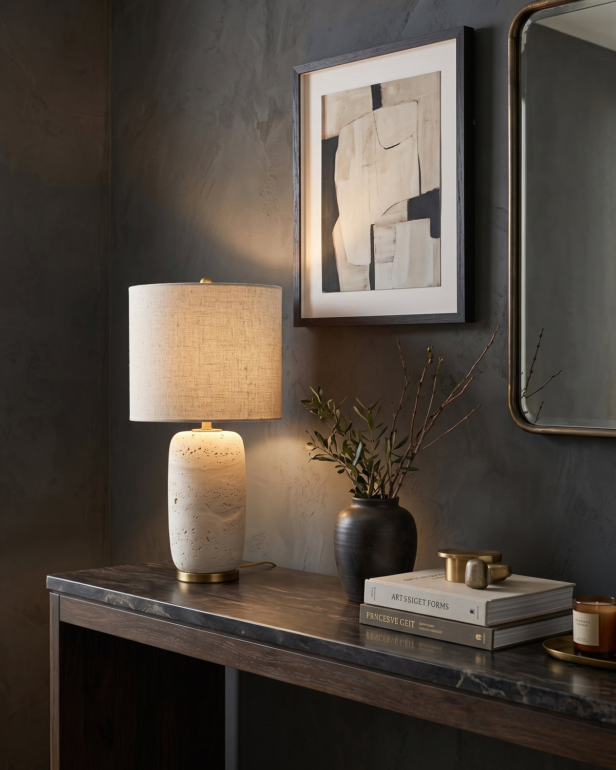 Creed Travertine Table Lamp