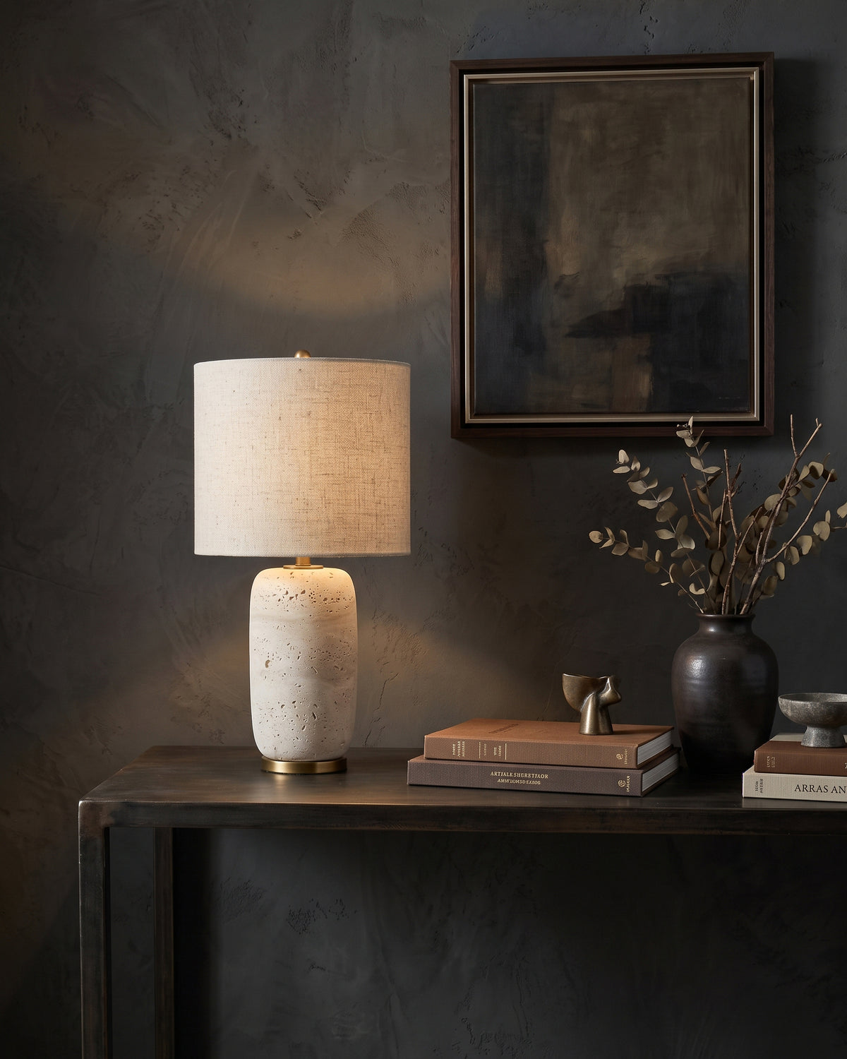 Creed Travertine Table Lamp